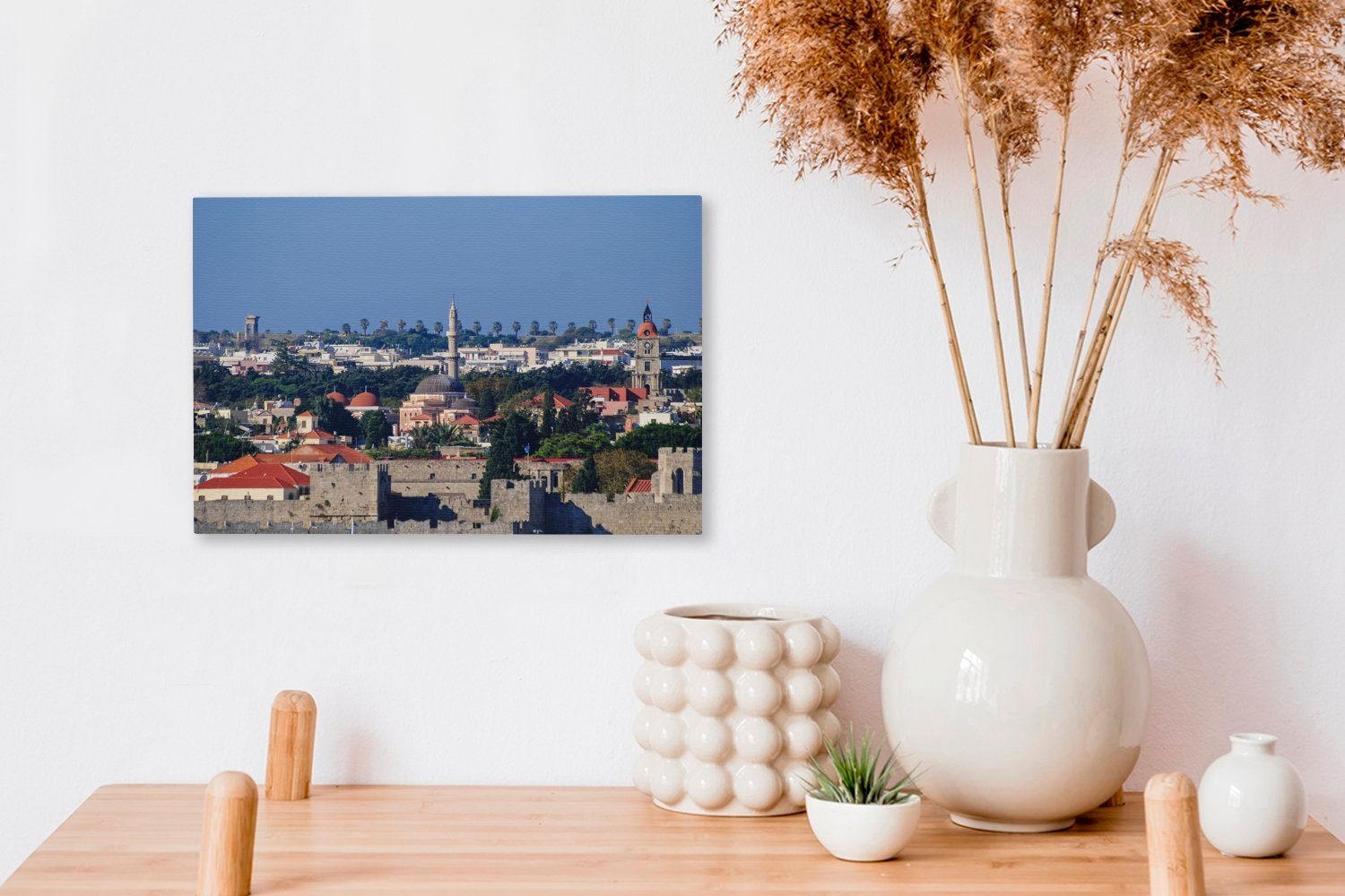 OneMillionCanvasses® Leinwandbild cm von Aufhängefertig, Wanddeko, (1 30x20 St), über Rhodos, Blick Leinwandbilder, Altstadt die Wandbild