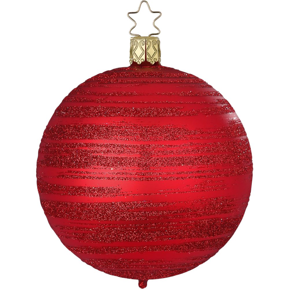 INGE-GLAS® Weihnachtsbaumkugel Raureif rot matt Ø 8cm (1 St), mundgeblasen, handbemalt