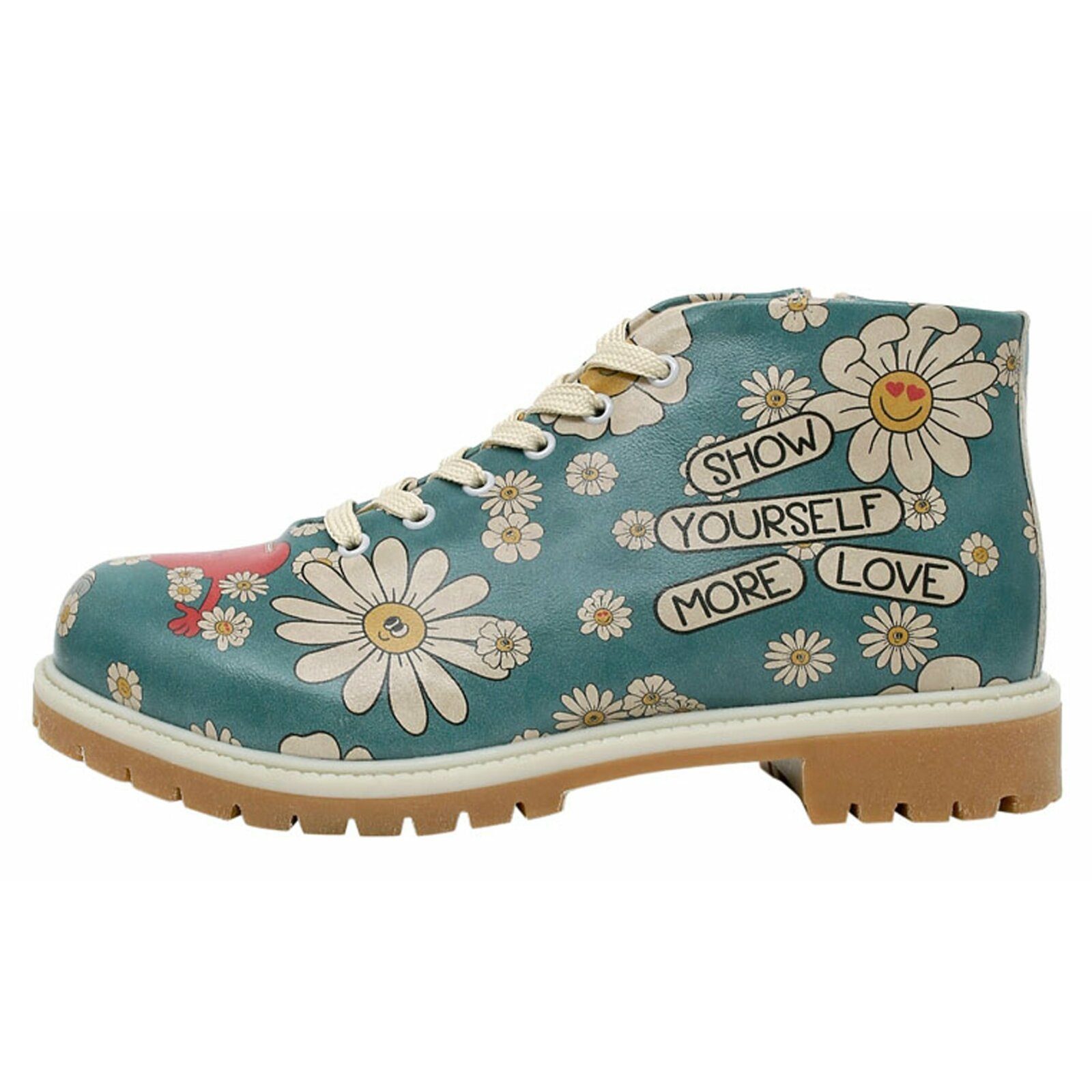 DOGO Boots Vegan Blau-Beige Damen Shortcut Stiefel