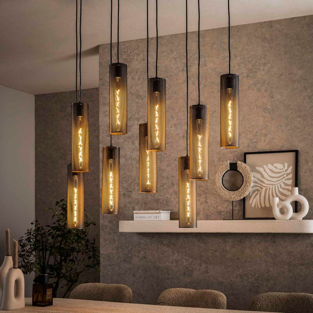 famlights Pendelleuchte Pendelleuchte Adelina in Schwarz E27 9-flammig