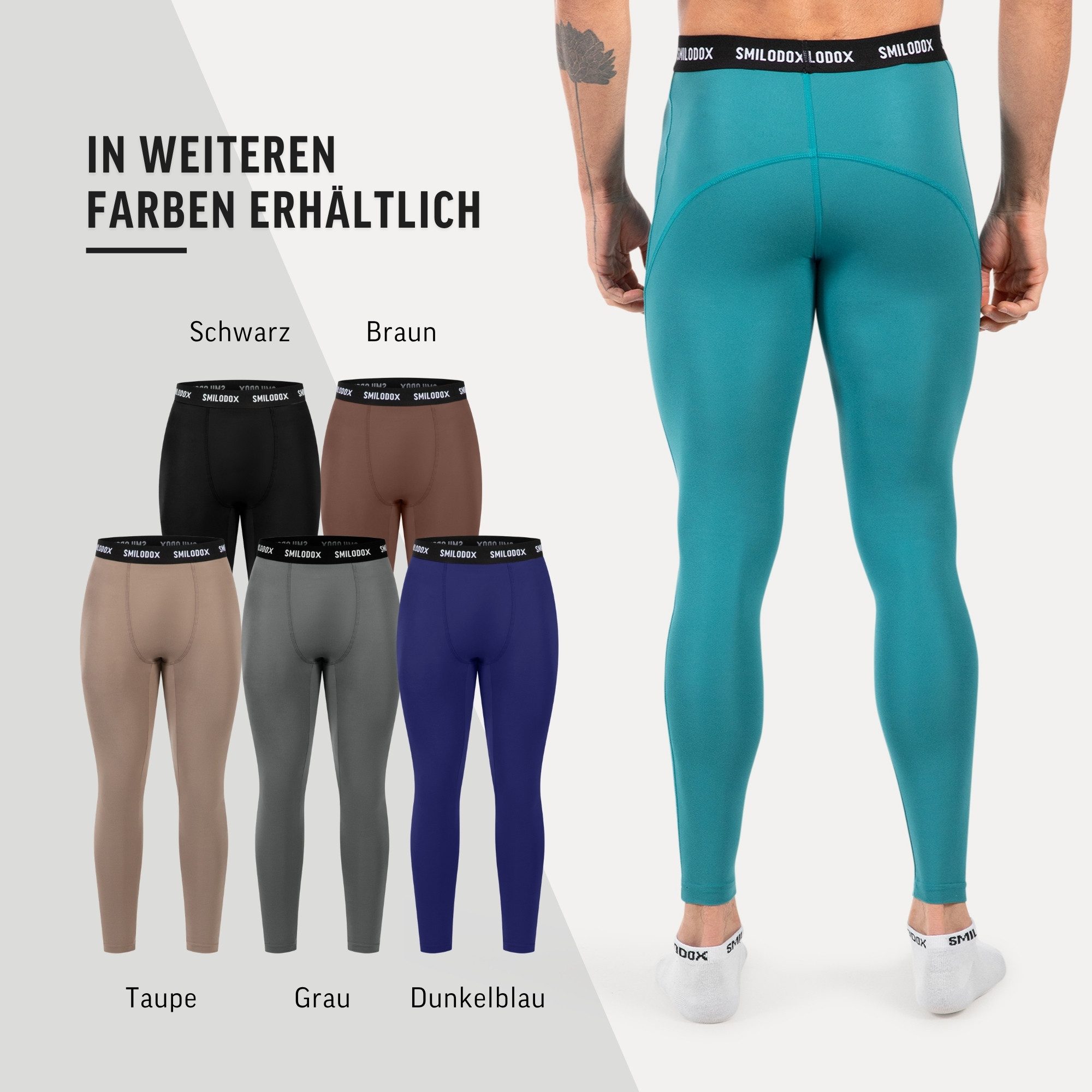 Smilodox Lauftights Xion, Funktionale Kompressionshose, Elastischer Bund, 3D Rubber Print Baselayer Tights Atmungsaktiv Trainingshose Sport Alltag Freizeit