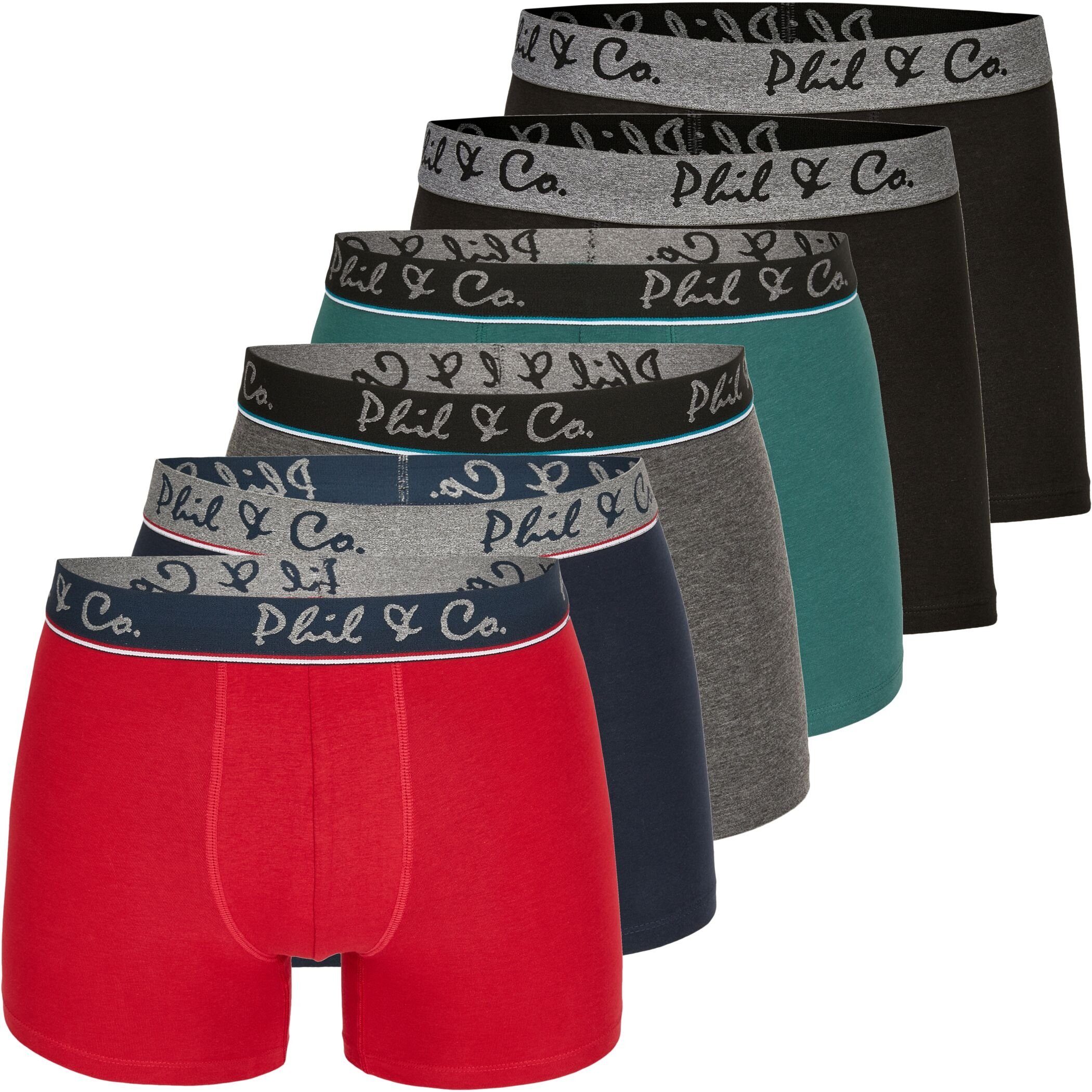 Phil & Co. Boxershorts 6er Pack Phil & Co Berlin Jersey Boxershorts Trunk Short Pant FARBWAHL (1-St) DESIGN 15