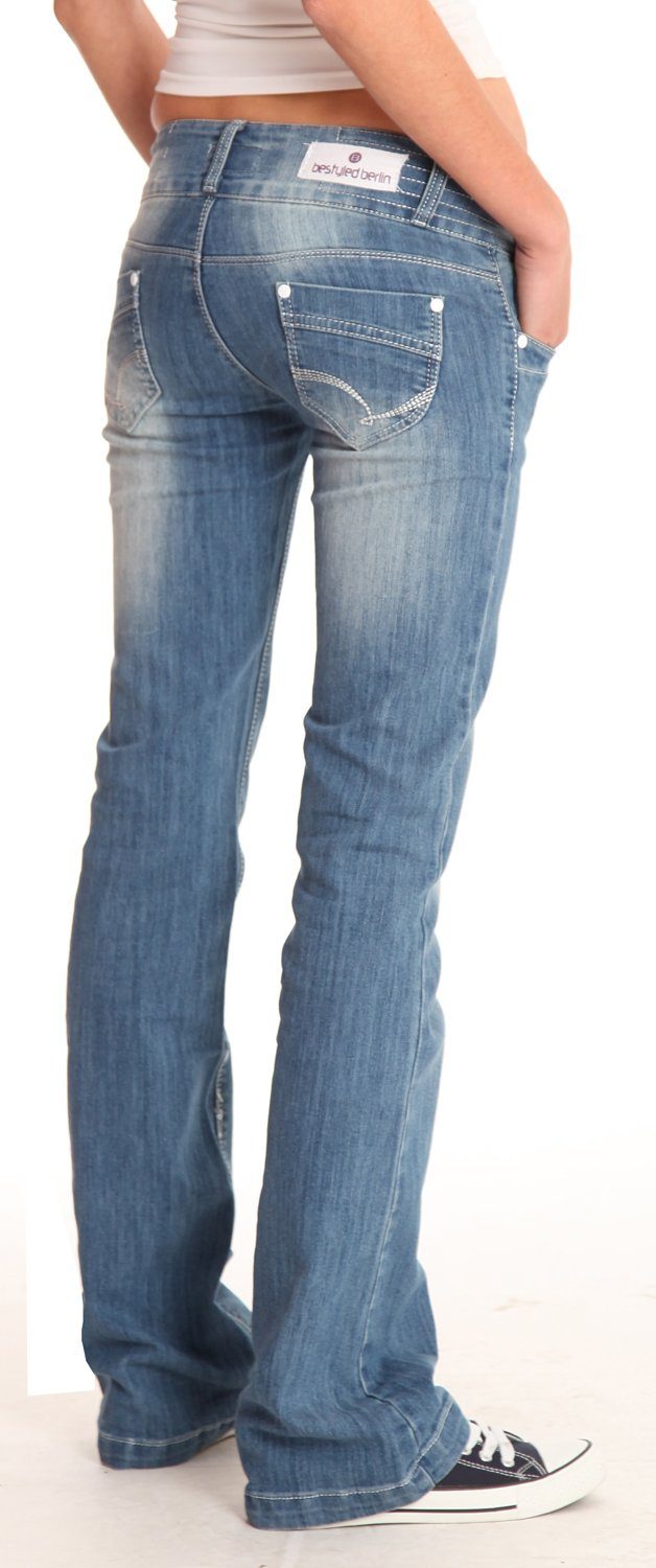 be jeans, rise Hüfthosen j97y low Damen styled Bootcut-Jeans ausgestellte vintage