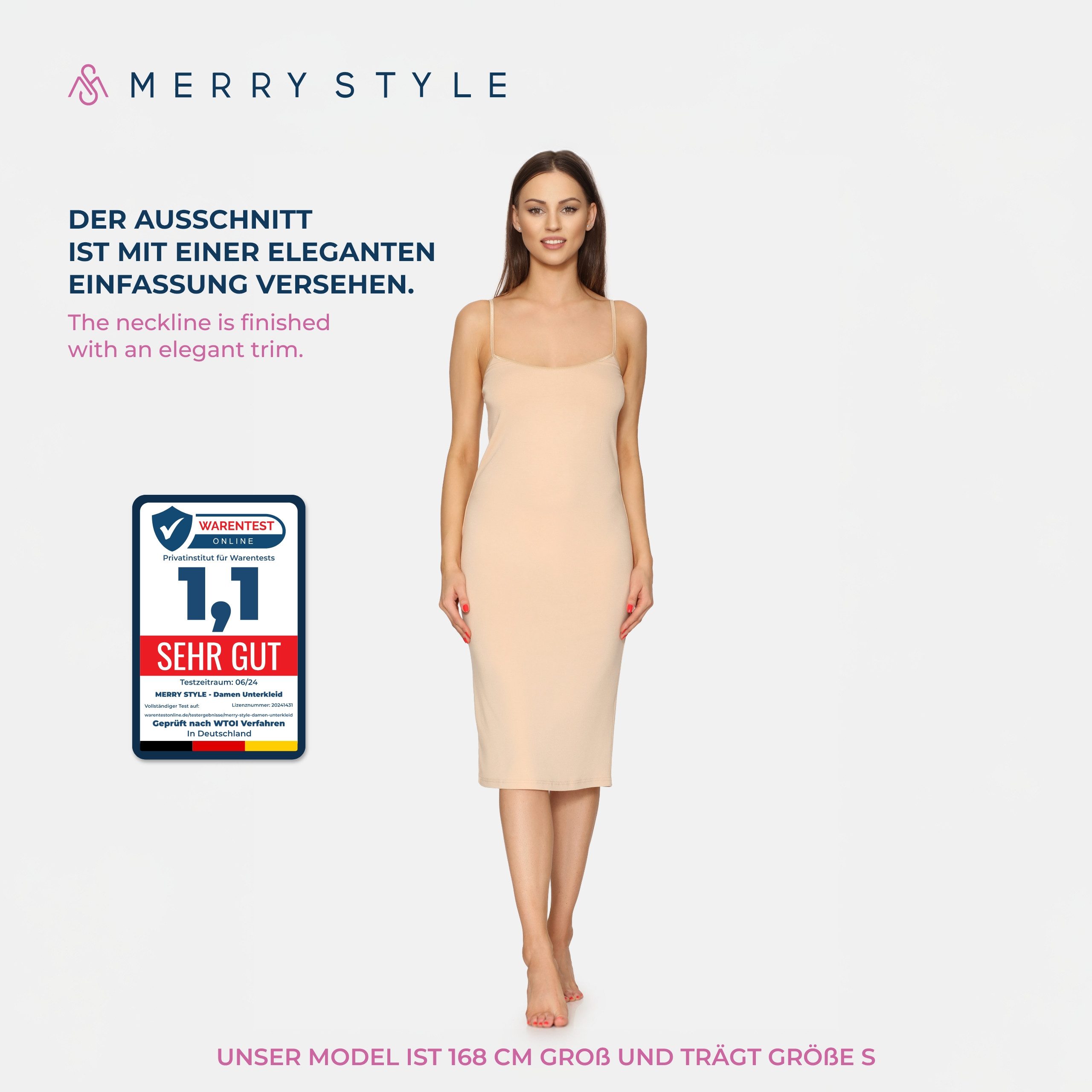 Merry Style Unterkleid Damen Spaghettikleid MS10-402 (1-tlg) aus Viskose