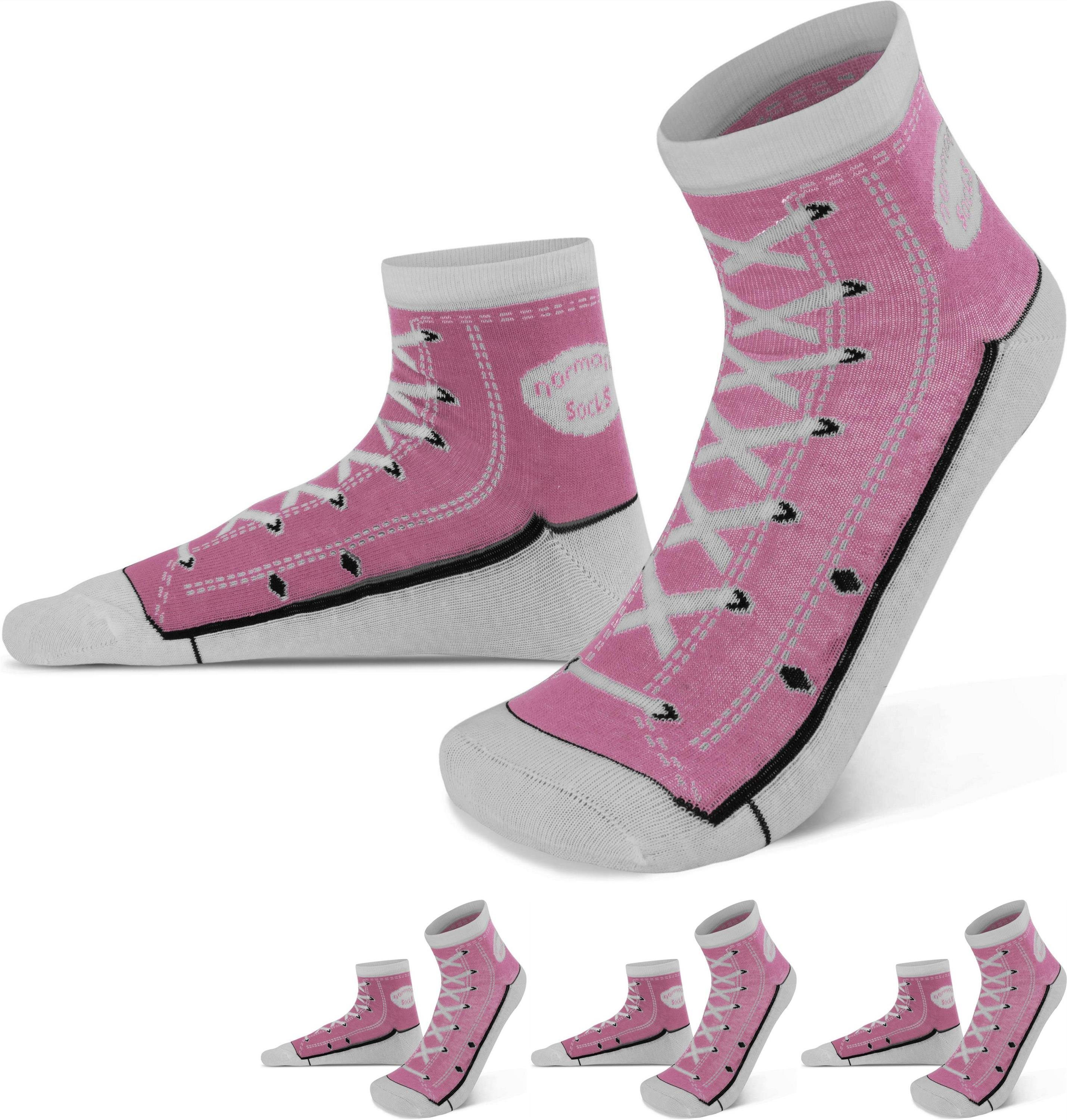 passgenauer, faltenfreier (4er-Set, Basicsocken Paar) Socken im Schuh-Design 4 Rosa 4 Paar Sitz normani