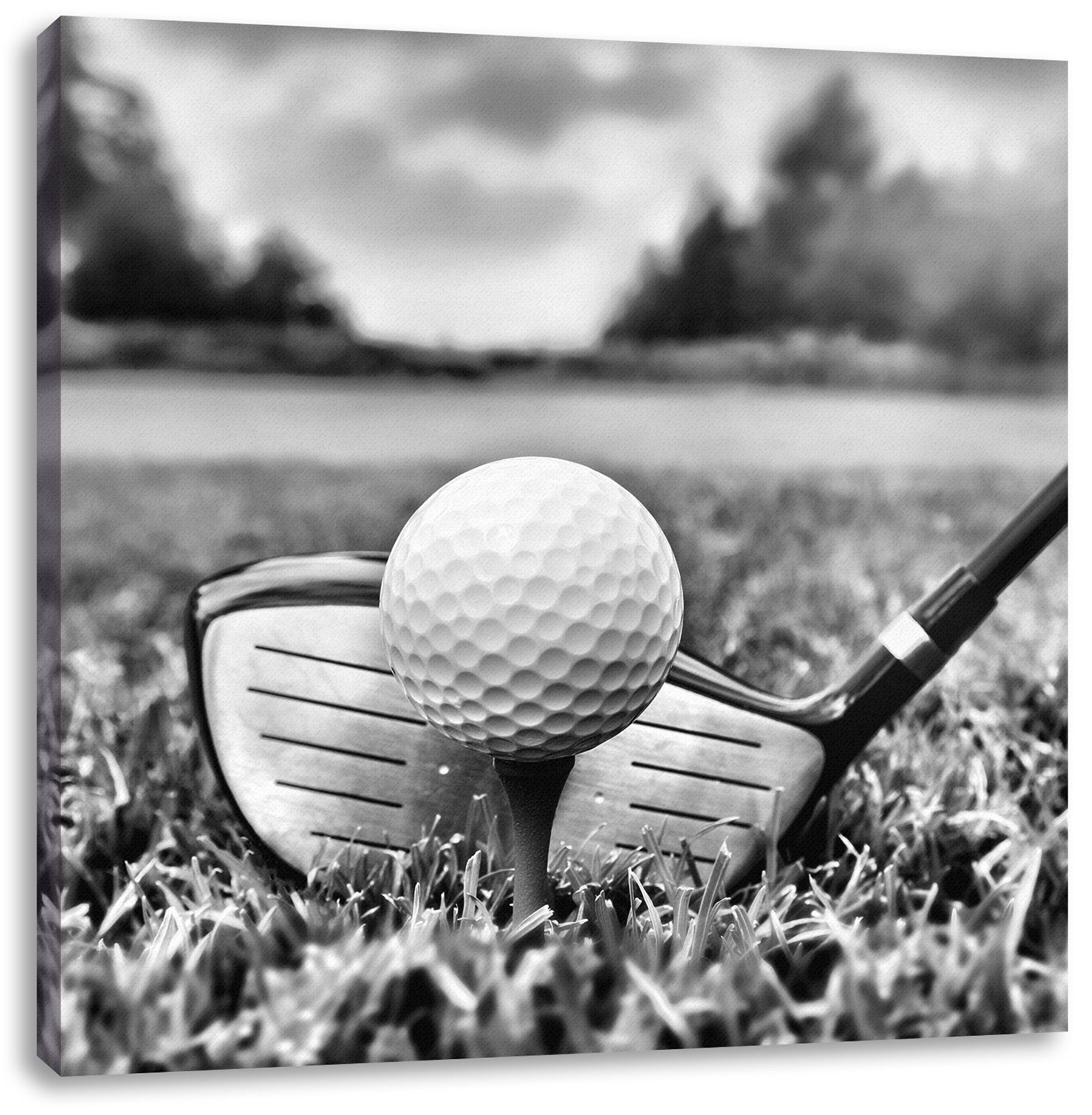 fertig inkl. Zackenaufhänger Abschlag Abschlag, Leinwandbild Golf Golf Pixxprint St), (1 bespannt, Leinwandbild