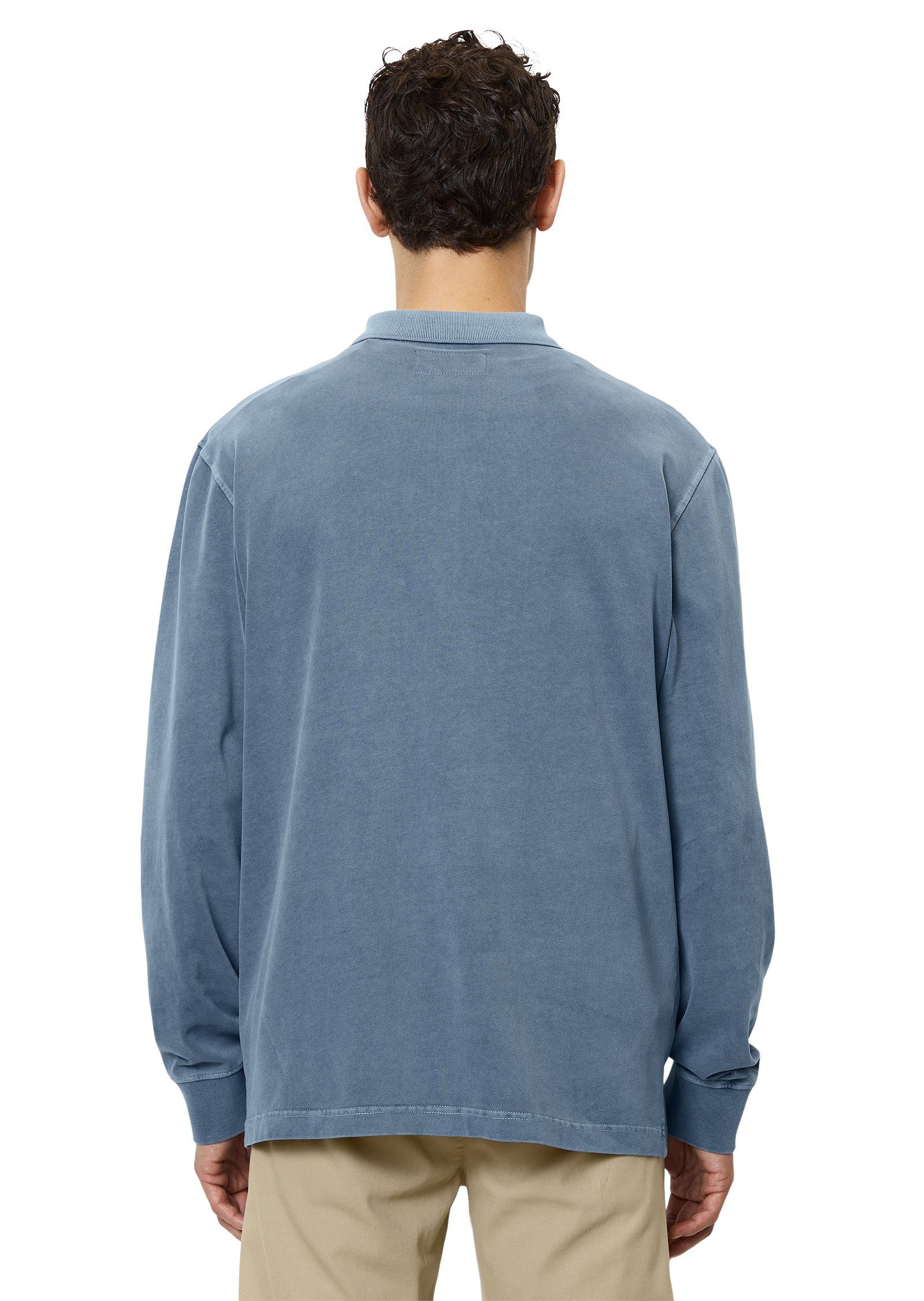 O'Polo Langarm-Poloshirt Marc schwerer blau in Soft-Touch-Jersey-Qualität