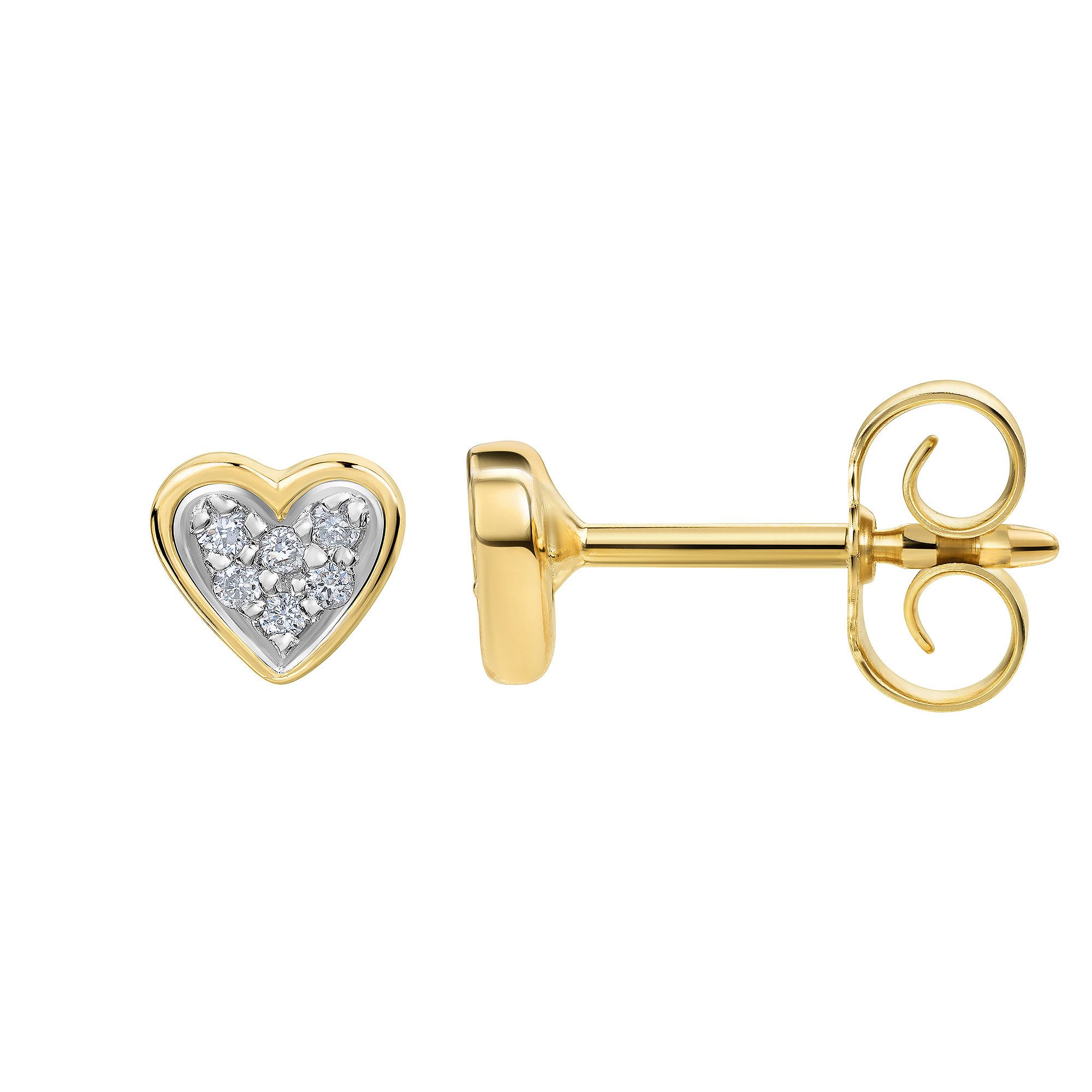 Diamonds by Ellen K. Paar Ohrstecker 585/- Gelbgold bicolor 12 Brill. 0,052ct. Herz