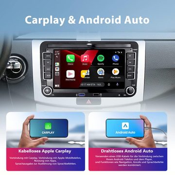 Hikity 2 DIN 7" Touchscreen für VW Golf Polo Seat Skoda mit GPS Mirror Link Autoradio (Bluetooth/HiFi/Wifi, Kabelloses Apple Carplay/Auto)