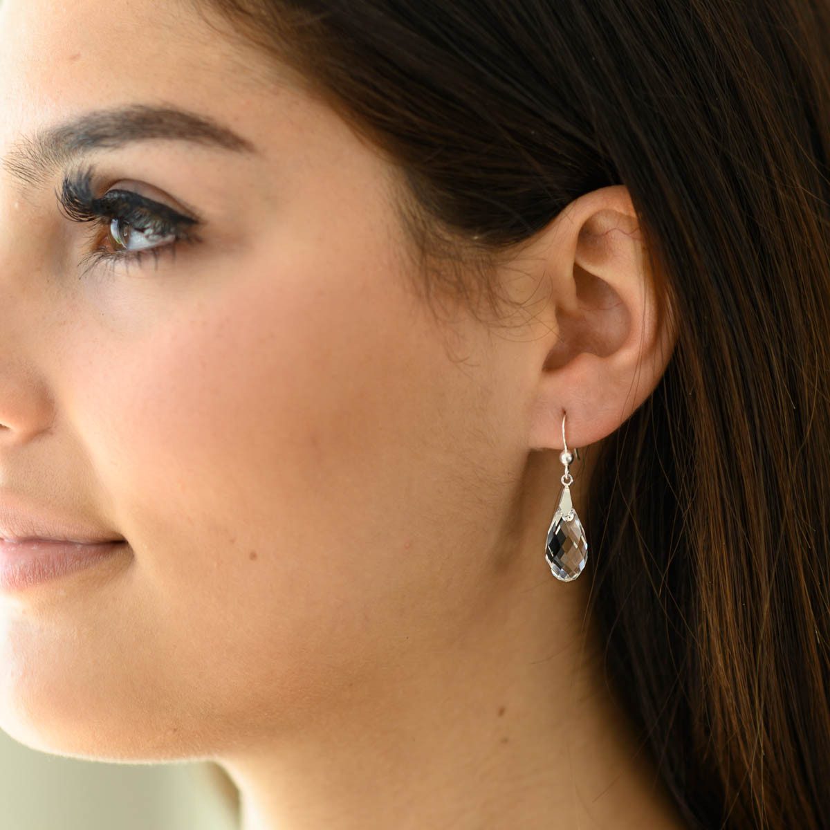 Materia Paar Ohrhänger Tropfen Kristall Weiß Transparent facettiert SO-374, günstig online kaufen