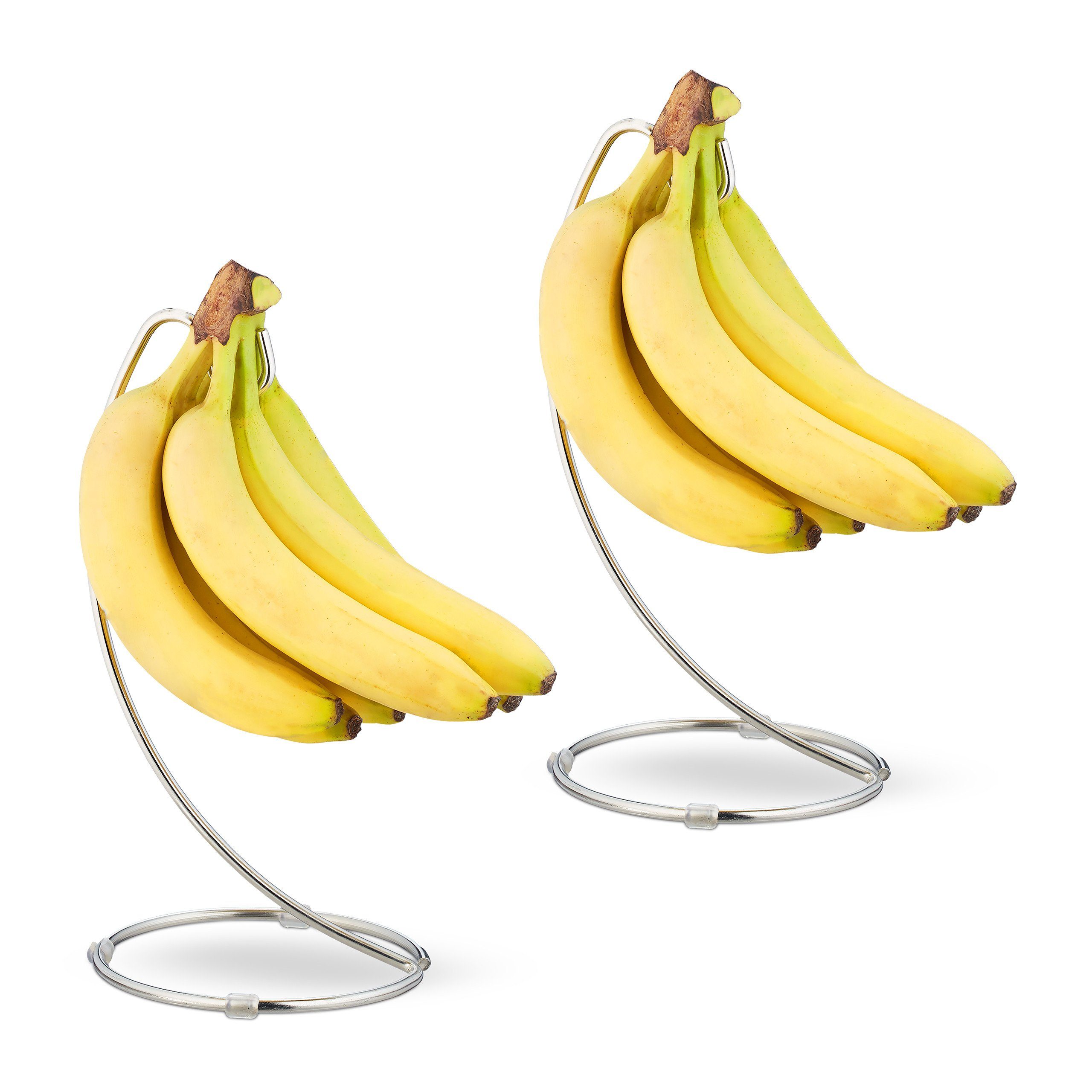 relaxdays Obstschale 2 x Bananenhalter mit Haken, Eisen | Obstschalen