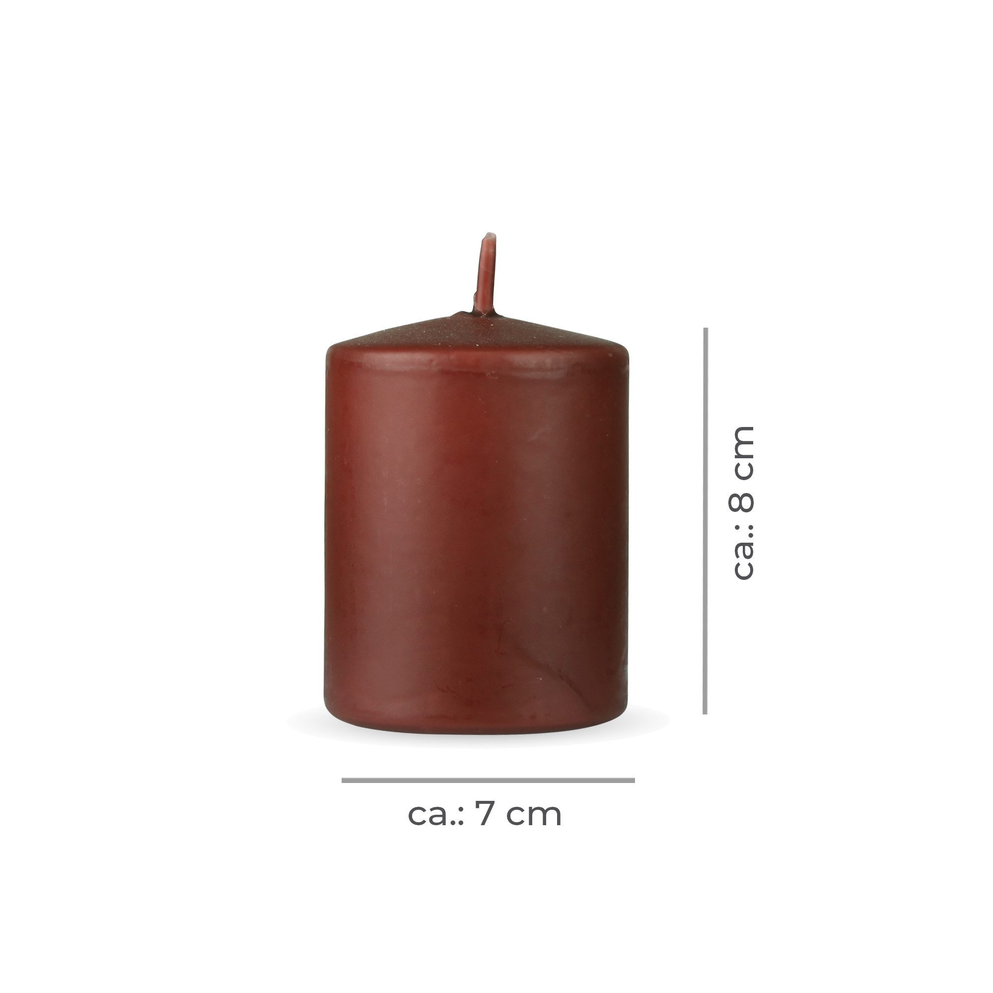 HS Candle Stumpenkerze Säulenkerze Ø7cm (1-tlg), Wachskerzen - unparfümierte Säulenkerzen - viele Farben/Größen