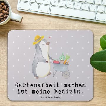 Mr. & Mrs. Panda Mauspad Pinguin Gartenarbeit - Grau Pastell - Geschenk, Sportler, Designer Ma (1-St), Ergonomisch geformt