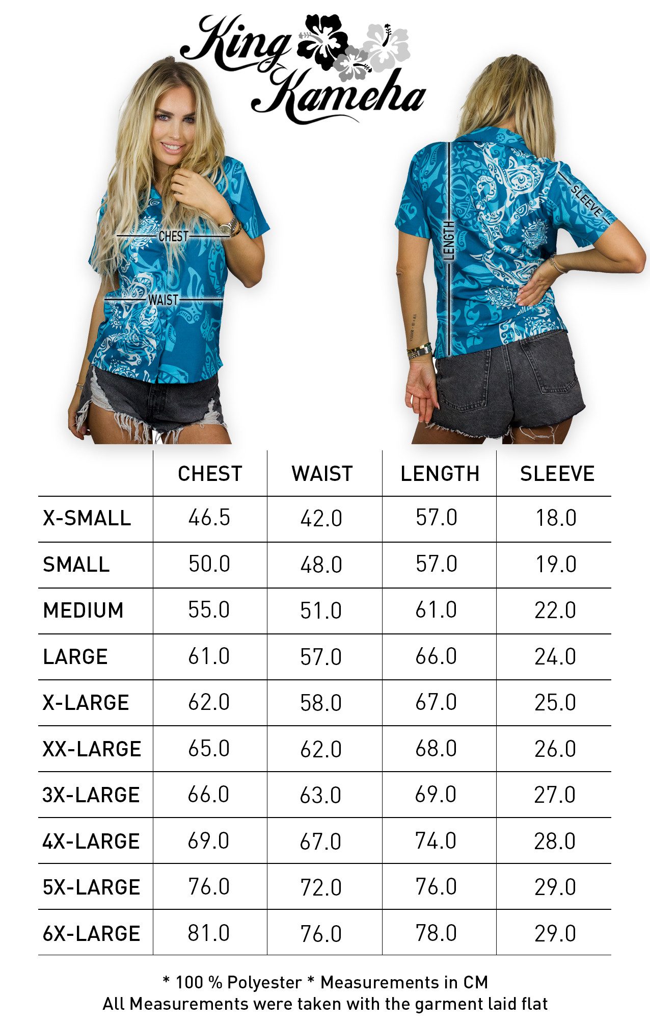 King Kameha Hawaiihemd Maori Wedding Funky Hawaiibluse Damen Kurzarm Front-Tasche Stylish