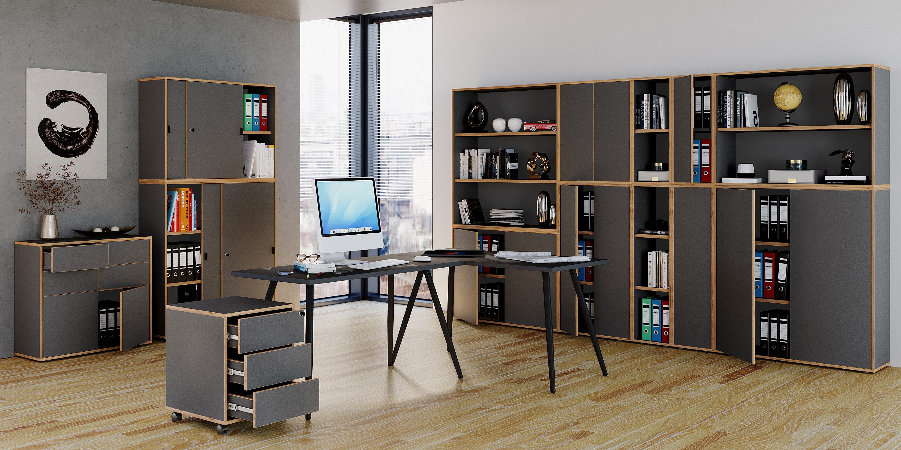 VCM Aktenschrank Büroschrank Salia mit Schiebtüren H. 183 x B. 100