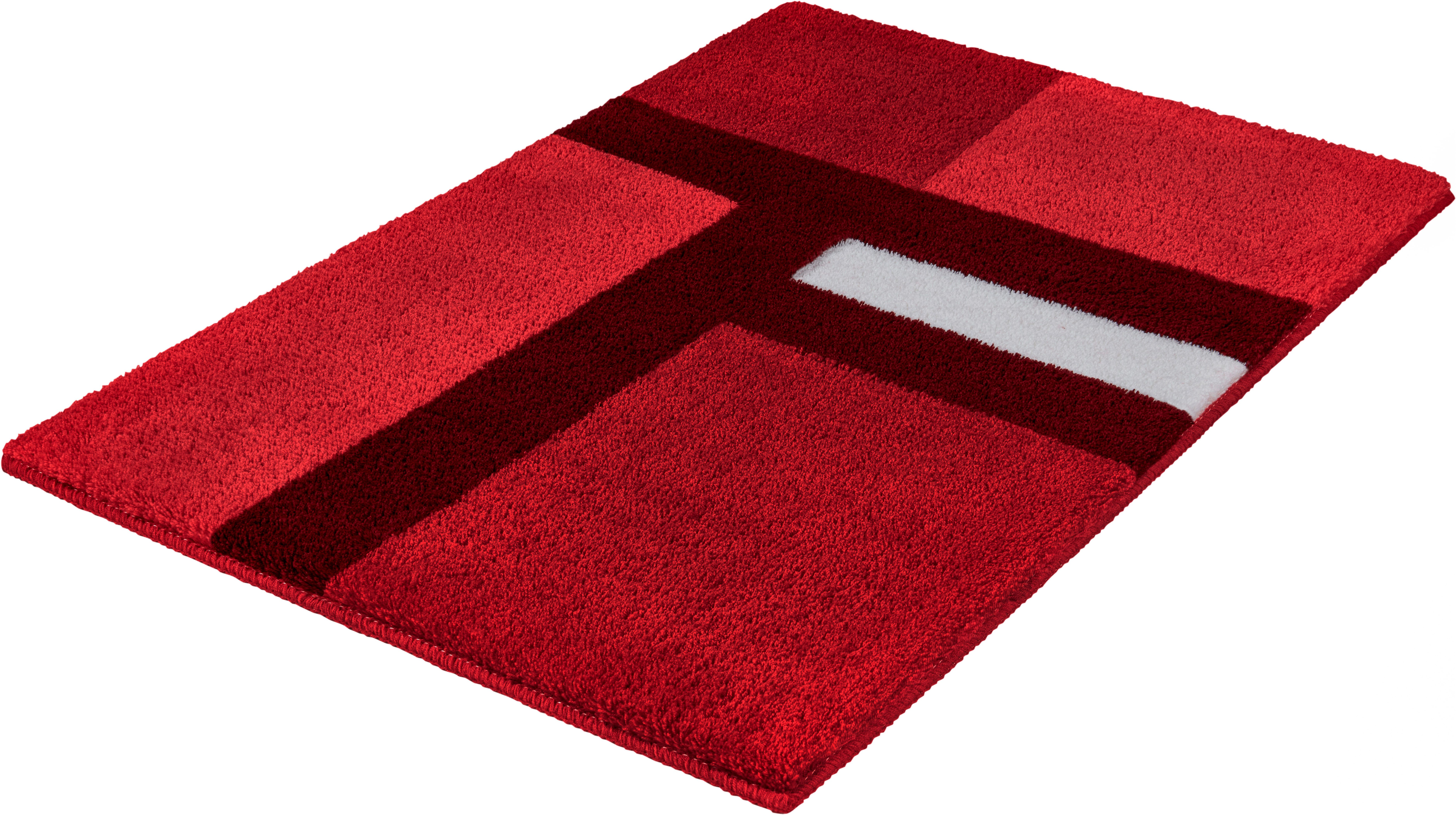 Kleine Wolke Badematte »Ariana«, Badvorleger, Badezimmer Teppich, Höhe 20 mm, rutschhemmend beschichtet, fußbodenheizungsgeeignet, Polyester, rechteckig, Geometrisches Design mit kontrastierendem Mittelstreifen