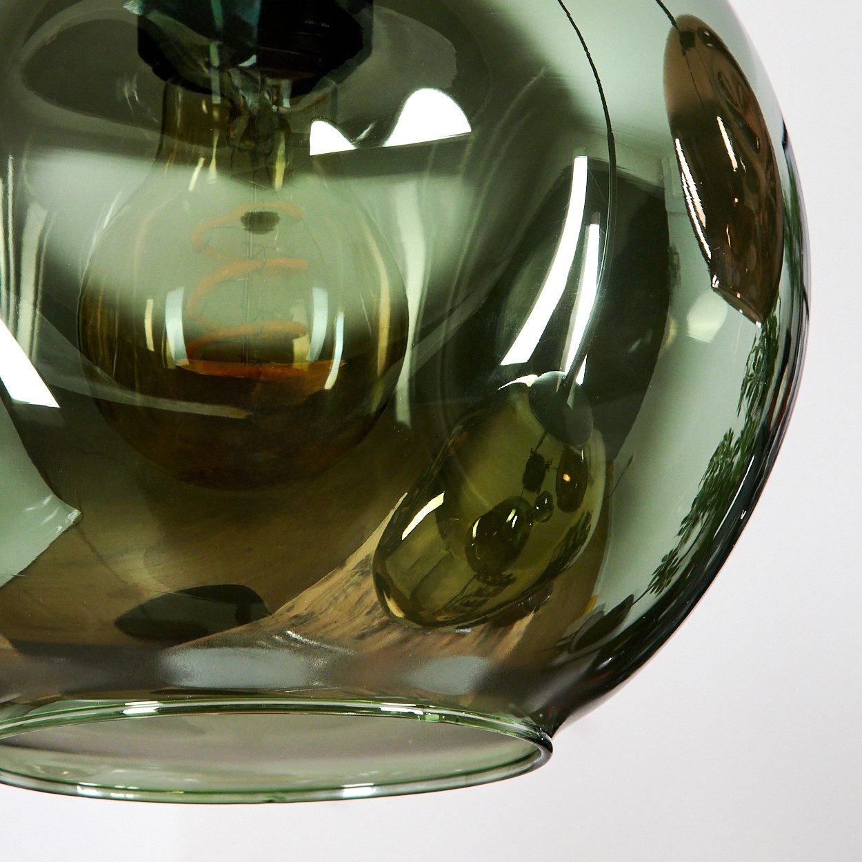 hofstein Hängeleuchte Hängelampe aus Metall/Glas in Schwarz/Blau/Grün/Gold/Kupfer, Hängeleuchte im modernen Retro/Vintage-Design (20 cm), 4 x E27