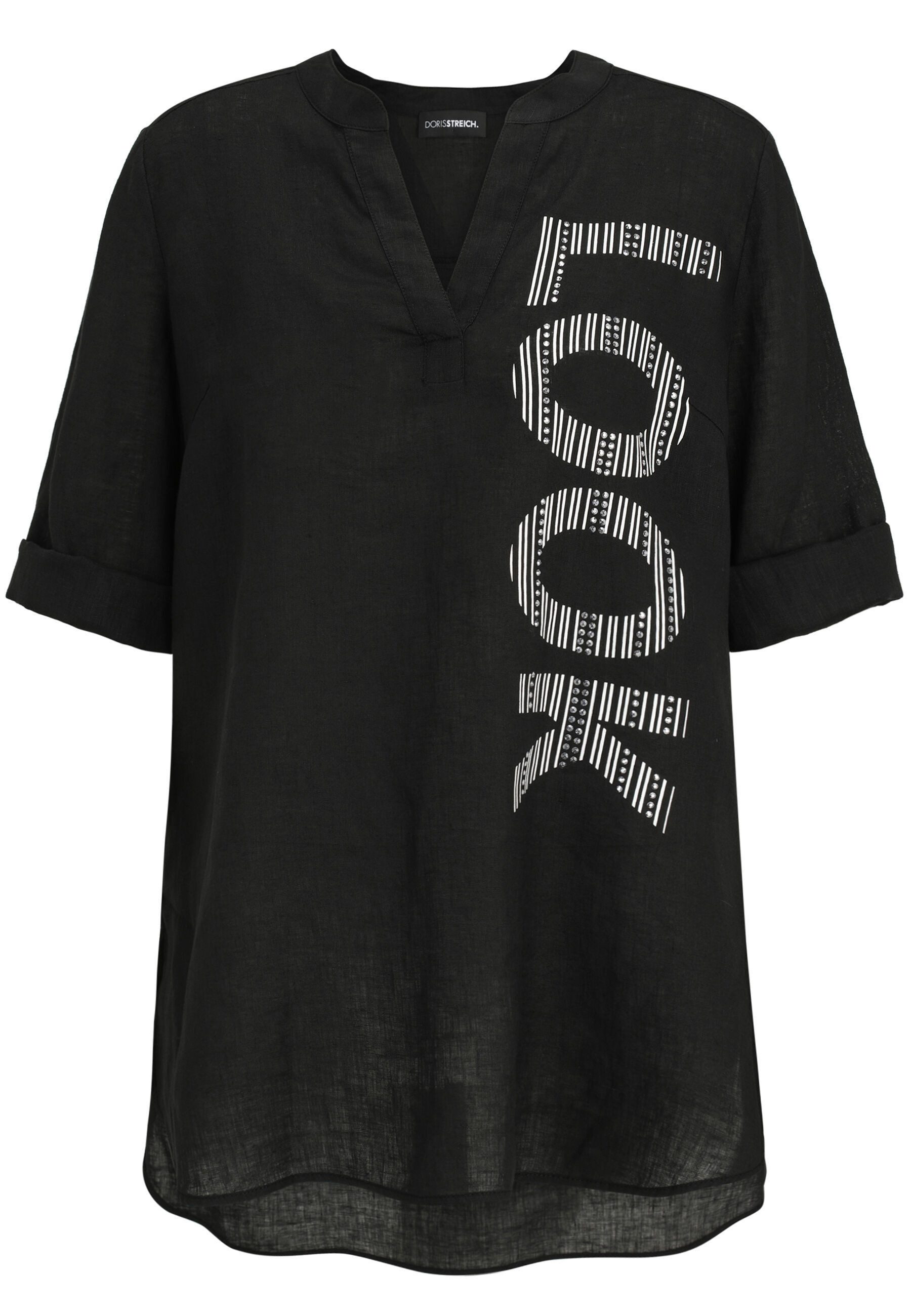 Doris Streich Klassische Bluse mit weißem Motiv-Print