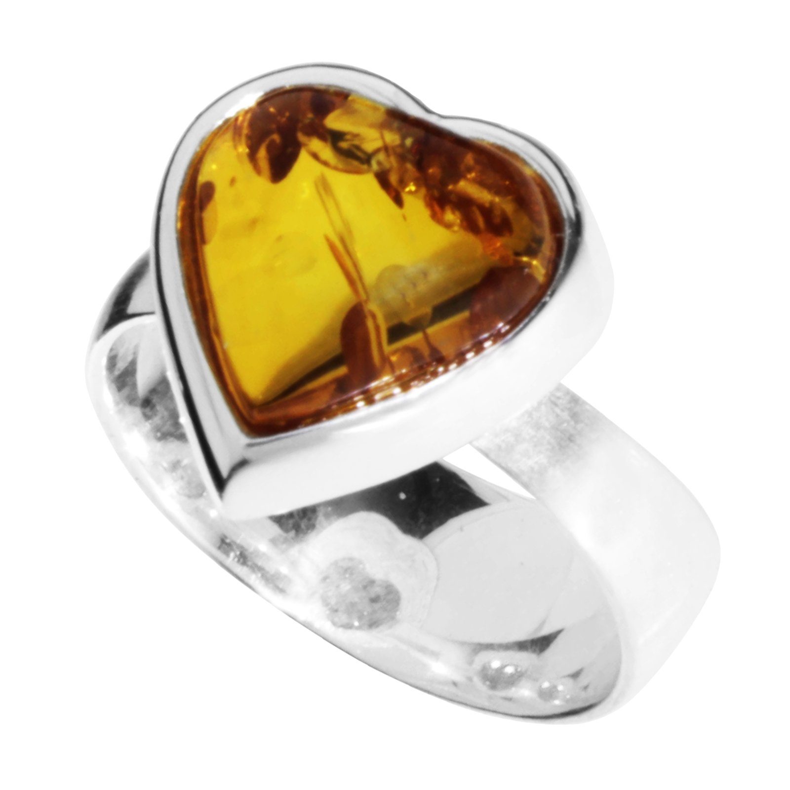 OSTSEE-SCHMUCK Silberring - Herz - Silber 925/000 - Bernstein (1-tlg) günstig online kaufen