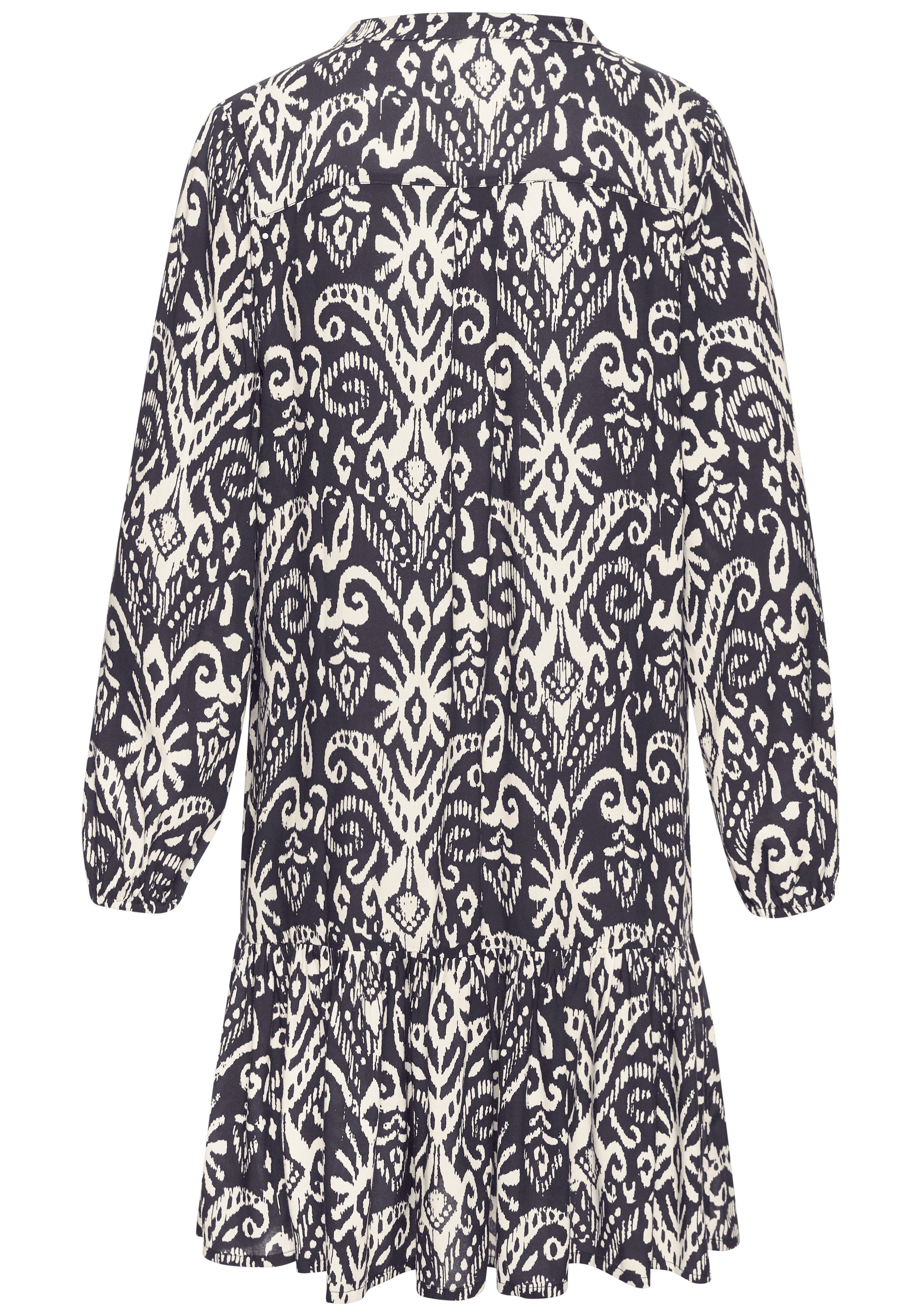 Vivance Longtunika mit Volant am Saum, lockeres Blusenkleid im Boho-Style, Strandkleid