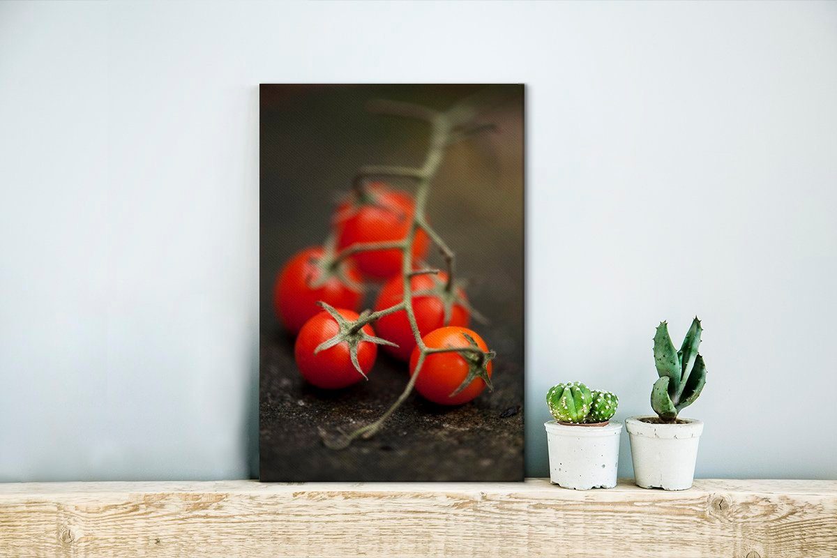 Leinwandbild verblasstem bespannt St), von Hintergrund, mit Bild cm Leinwandbild Gemälde, fertig Tomaten OneMillionCanvasses® inkl. (1 20x30 Zackenaufhänger,