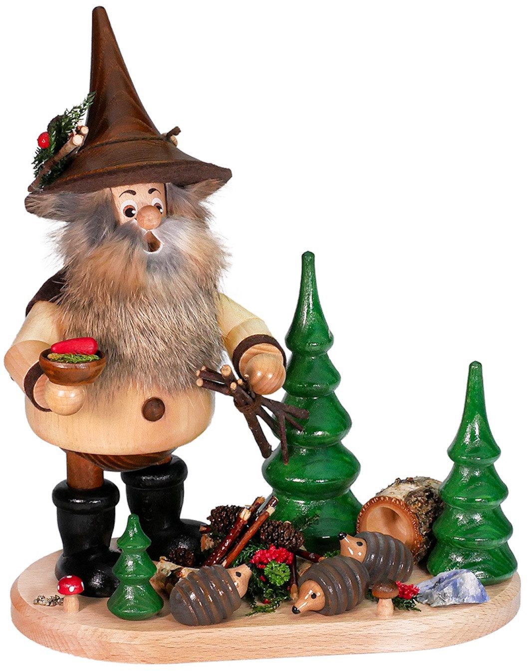 DWU - Drechselwerkstatt Uhlig Räuchermännchen DWU Räuchermann Waldwichtel Igelfreund, (1 St), Handarbeit aus dem Erzgebirge