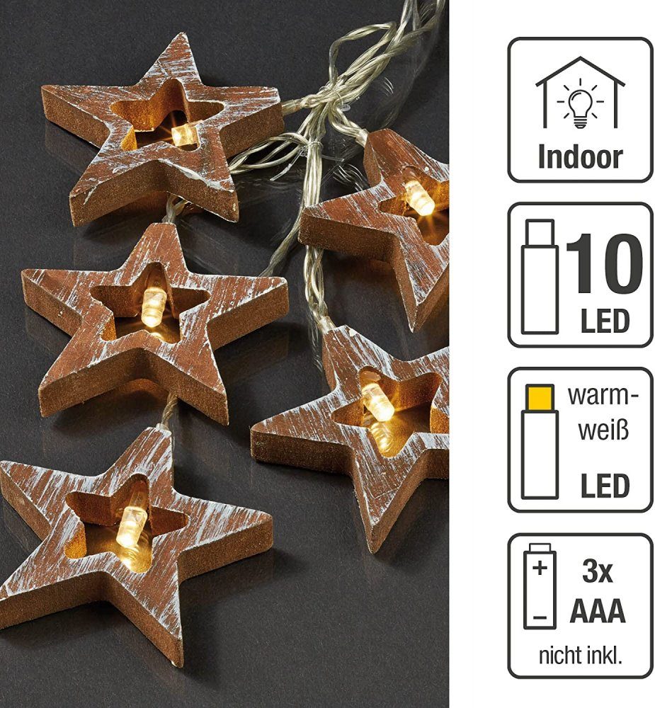 Hellum LEDLichterkette Hellum LEDLichterkette Holzsterne 10 BS