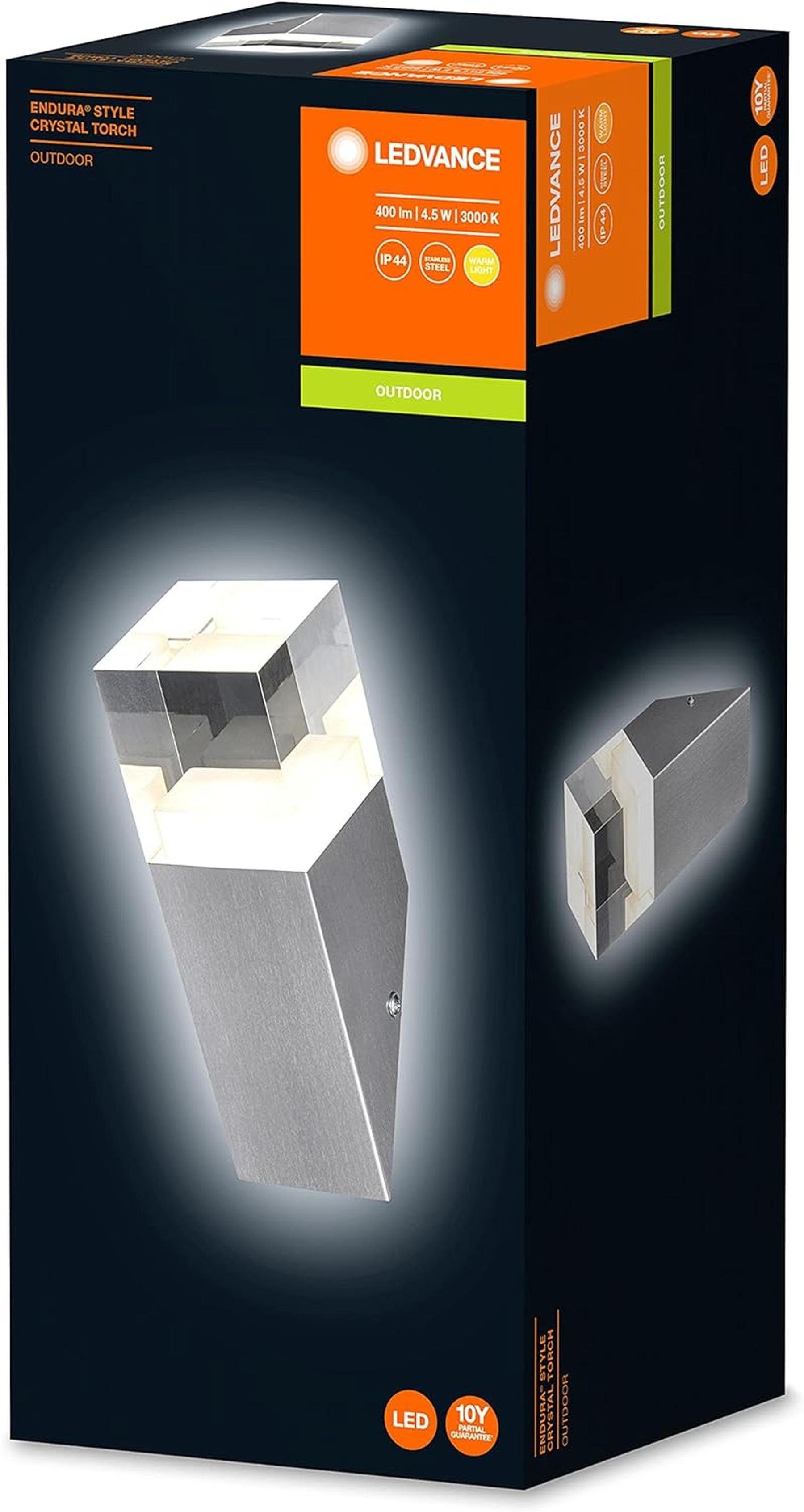 Ledvance LED Wandleuchte LEDVANCE LED Wandleuchte ENDURA STYLE CRYSTAL TORCH 4.5 W. 3000 K, LED wechselbar, Warmweiß, Nicht Dimmbar
