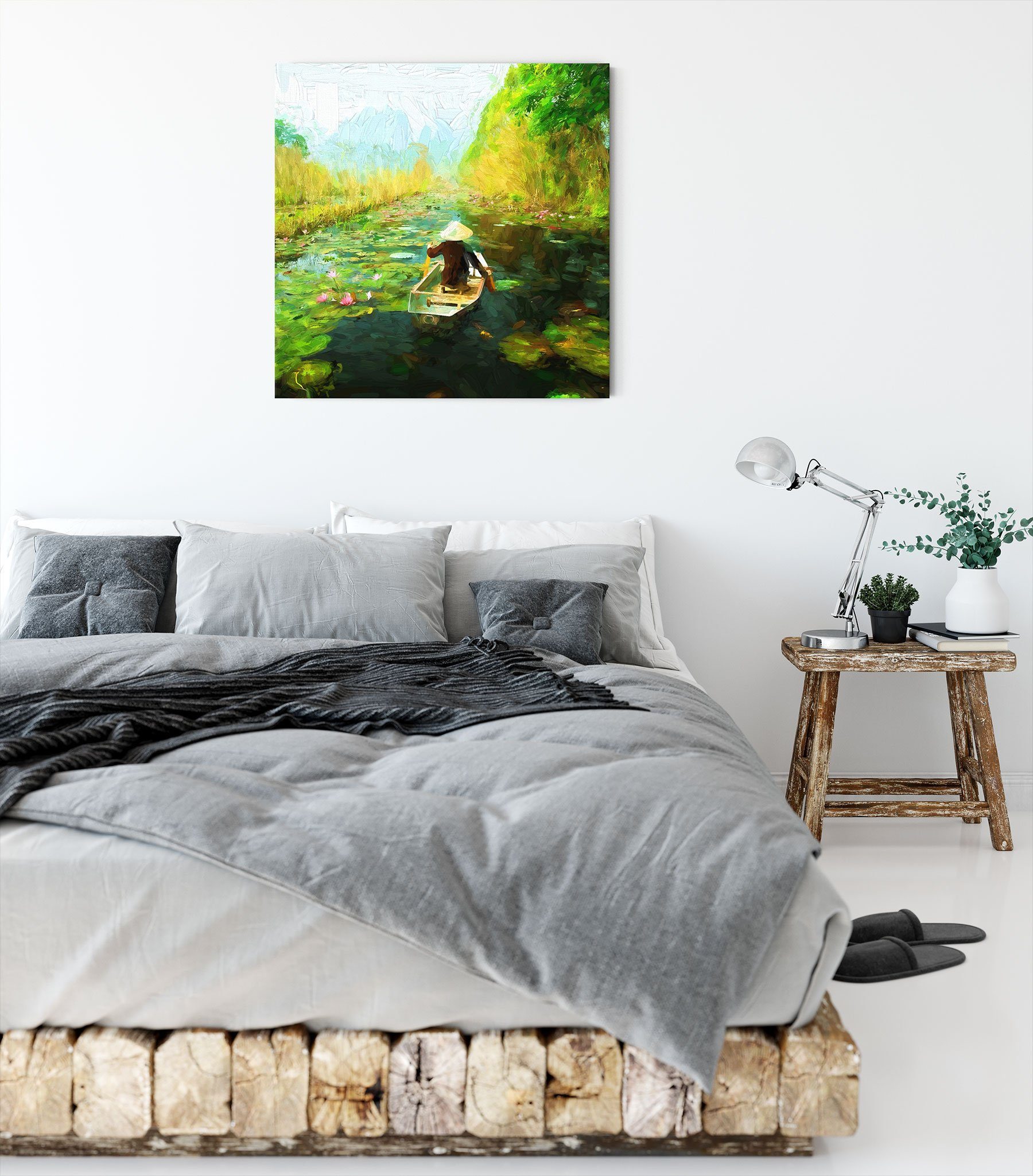 Pixxprint Leinwandbild Yen-Stream Vietnam, Yen-Stream Vietnam (1 St), Leinwandbild fertig bespannt, inkl. Zackenaufhänger