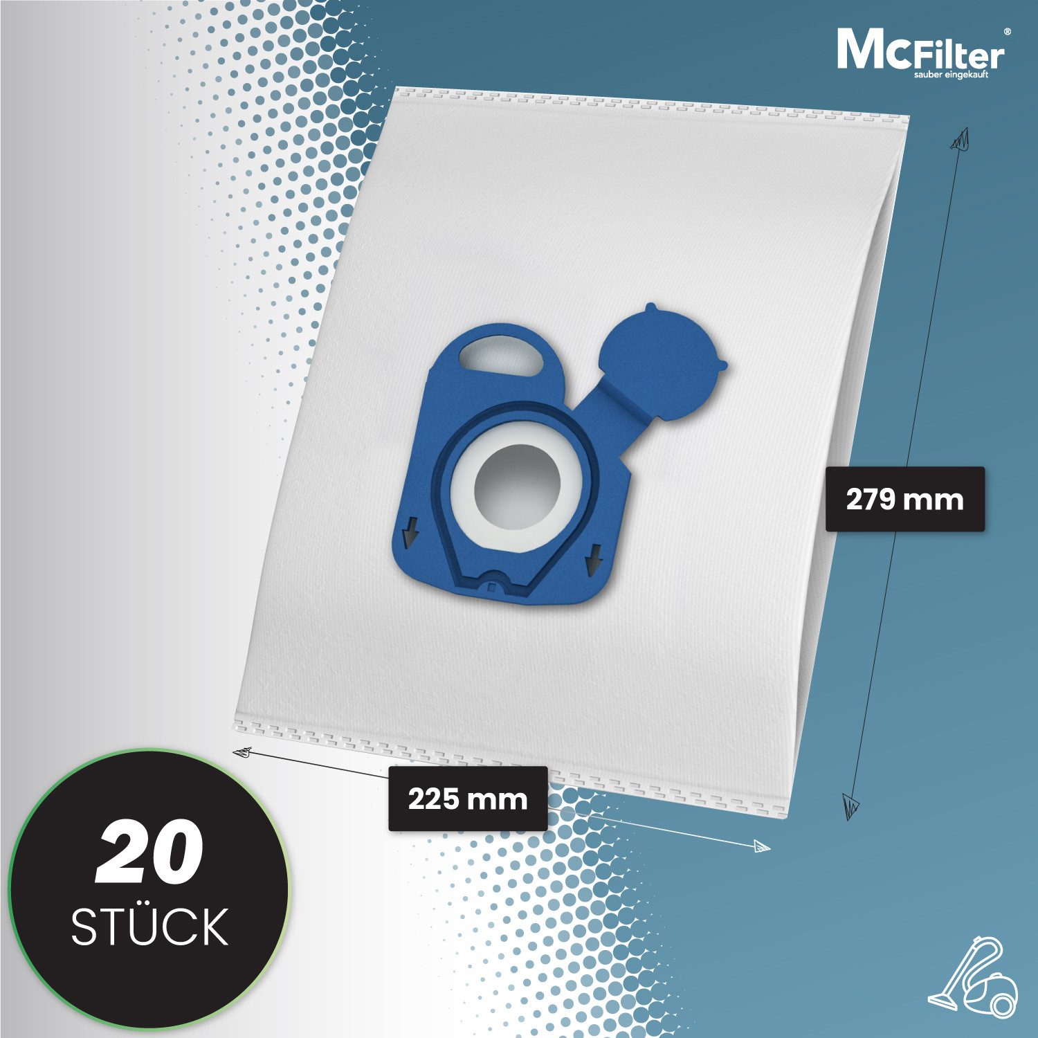 McFilter Staubsaugerbeutel Alternative zu Swirl R39 R 39, passend für Rowenta Moulinex Staubsauger, Kunststoffdeckscheibe, 20 St., hohe Reißfestigkeit, Top Filtration, 5-lagiges Microvlies