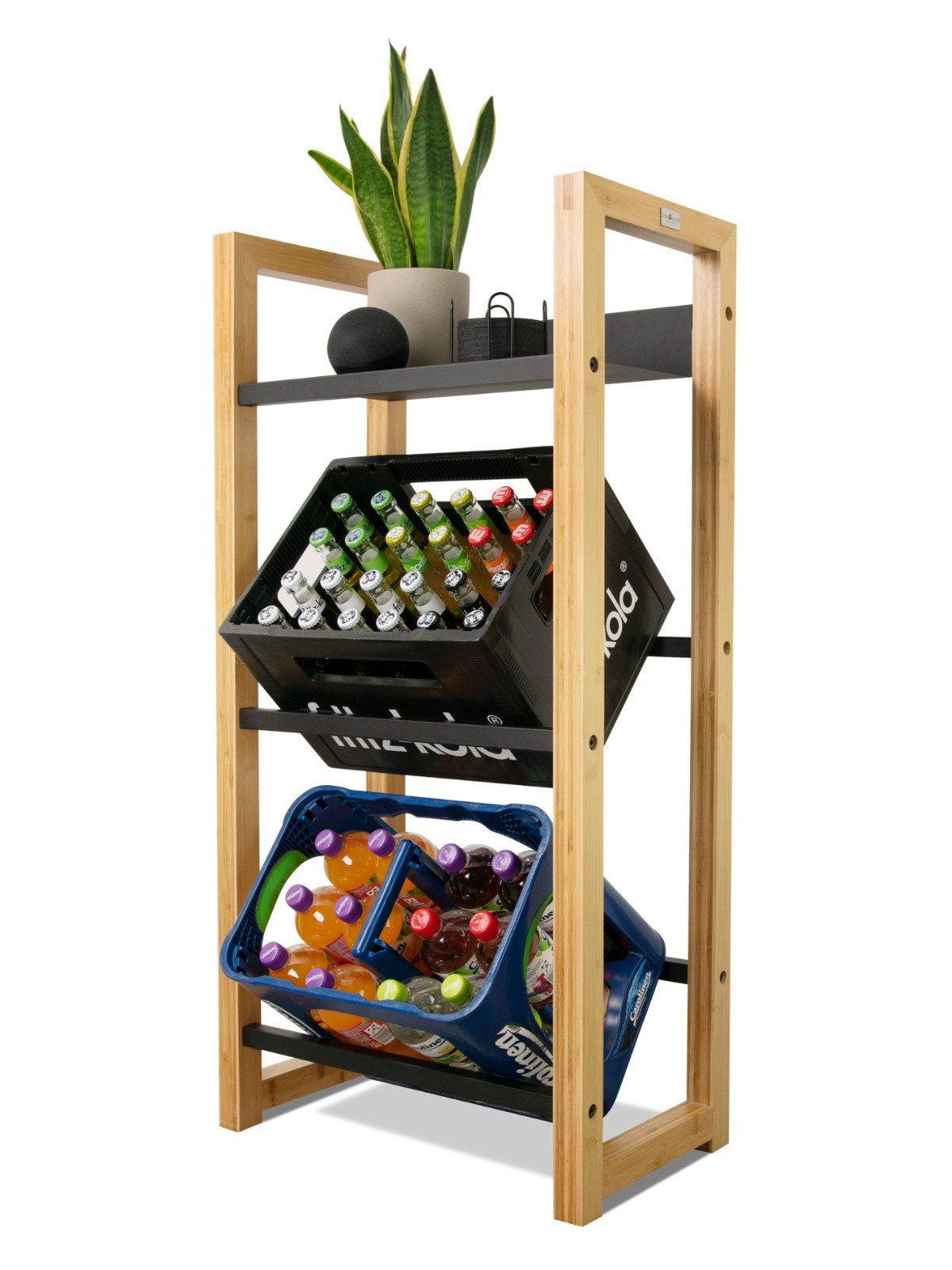 holz4home® Kastenständer Getränkekistenregal aus Bambus I Kistenregal Metal günstig online kaufen