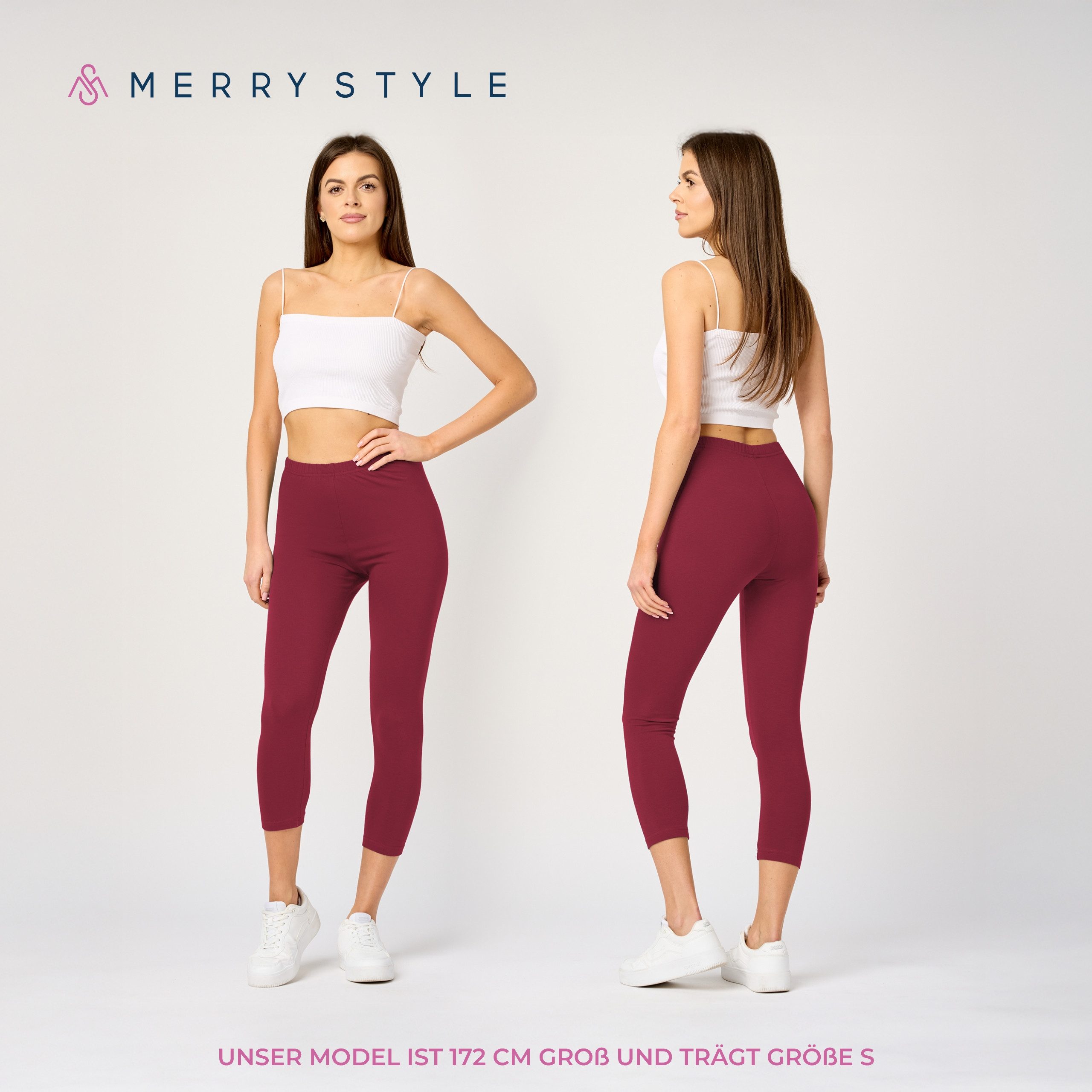 Merry Style Leggings Caprihose Damen 3/4 Hose MS10-199 (1-tlg) aus Baumwolle