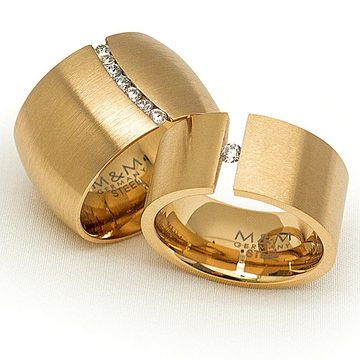 M&M Spannring Ring Damen breit Spannring mit Zirkonia Stein (1-tlg), ModernGlam; deutsche Qualität, inkl. edles Schmucketui