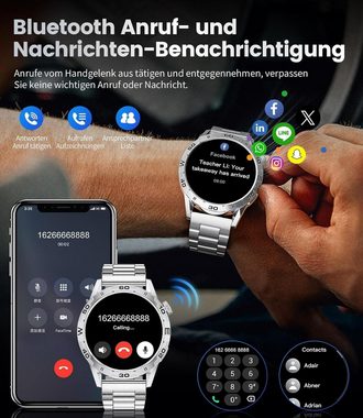 Lige Herren Mode mit Sprachanruf 400mAh Lange Akkulaufzeit Smartwatch (1,43 Zoll), 120 Sports Modi Herzfrequenz/Spo2 mit Sports Mod
