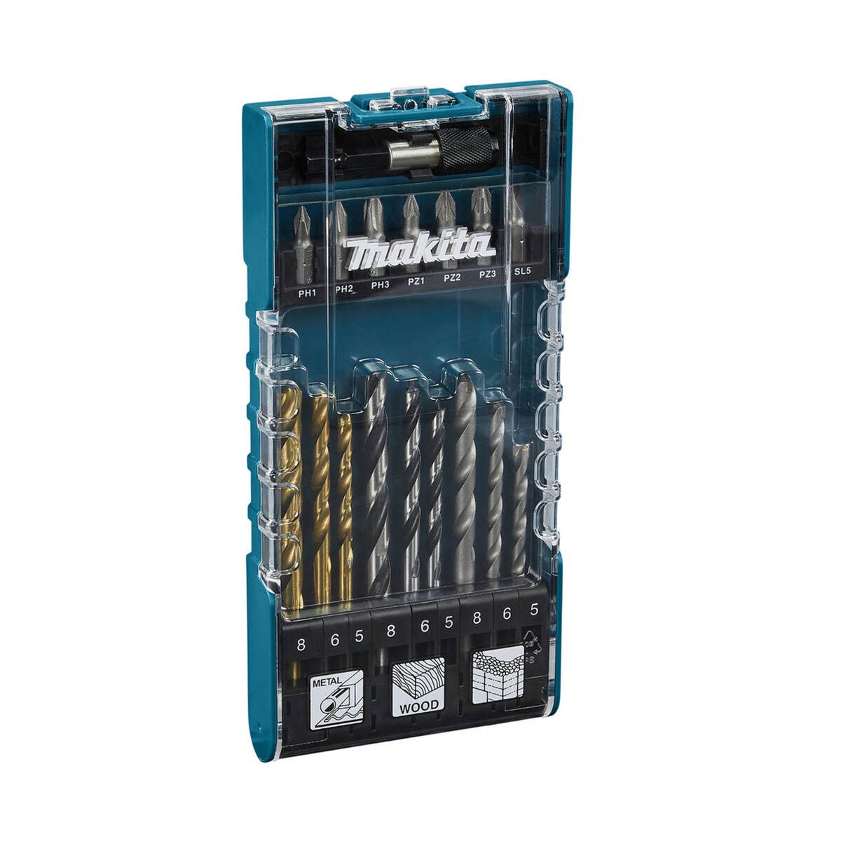 Makita Bohrer- und Bitset D-74887, Set, für Holz, Metall und Mauerwerk, magnetischer Schnellwechsel Bithalter