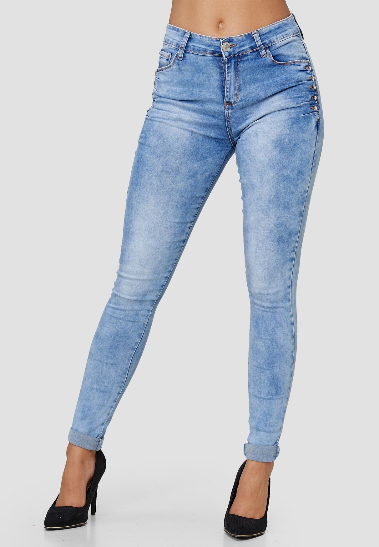 Jeremy Scott Denim Jeanshose in Blau Damen Bekleidung Jeans Jeans mit gerader Passform 