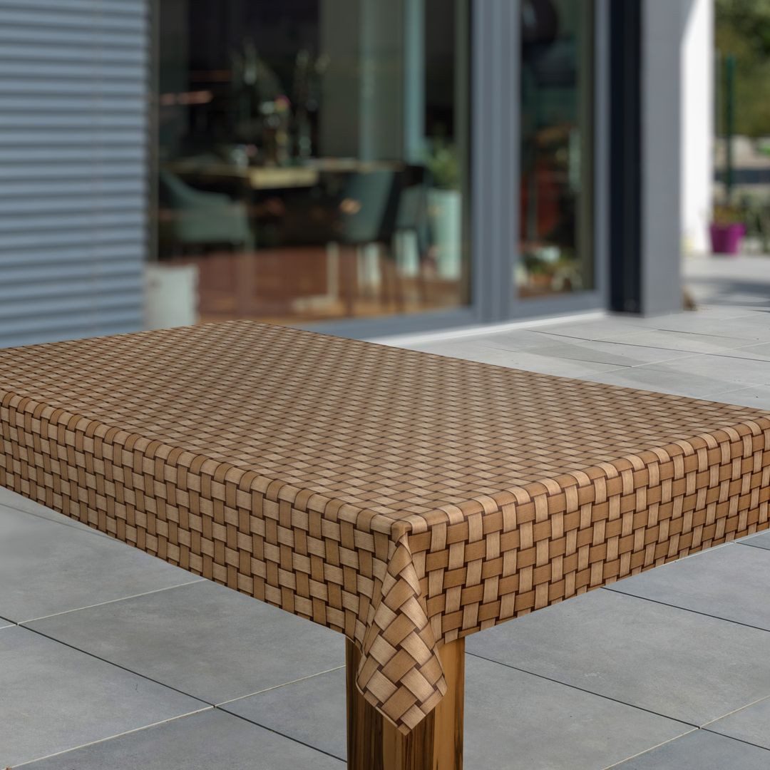 laro Tischdecke Wachstuch-Tischdecken Abwaschbar Rattan Braun Beige rechteckig