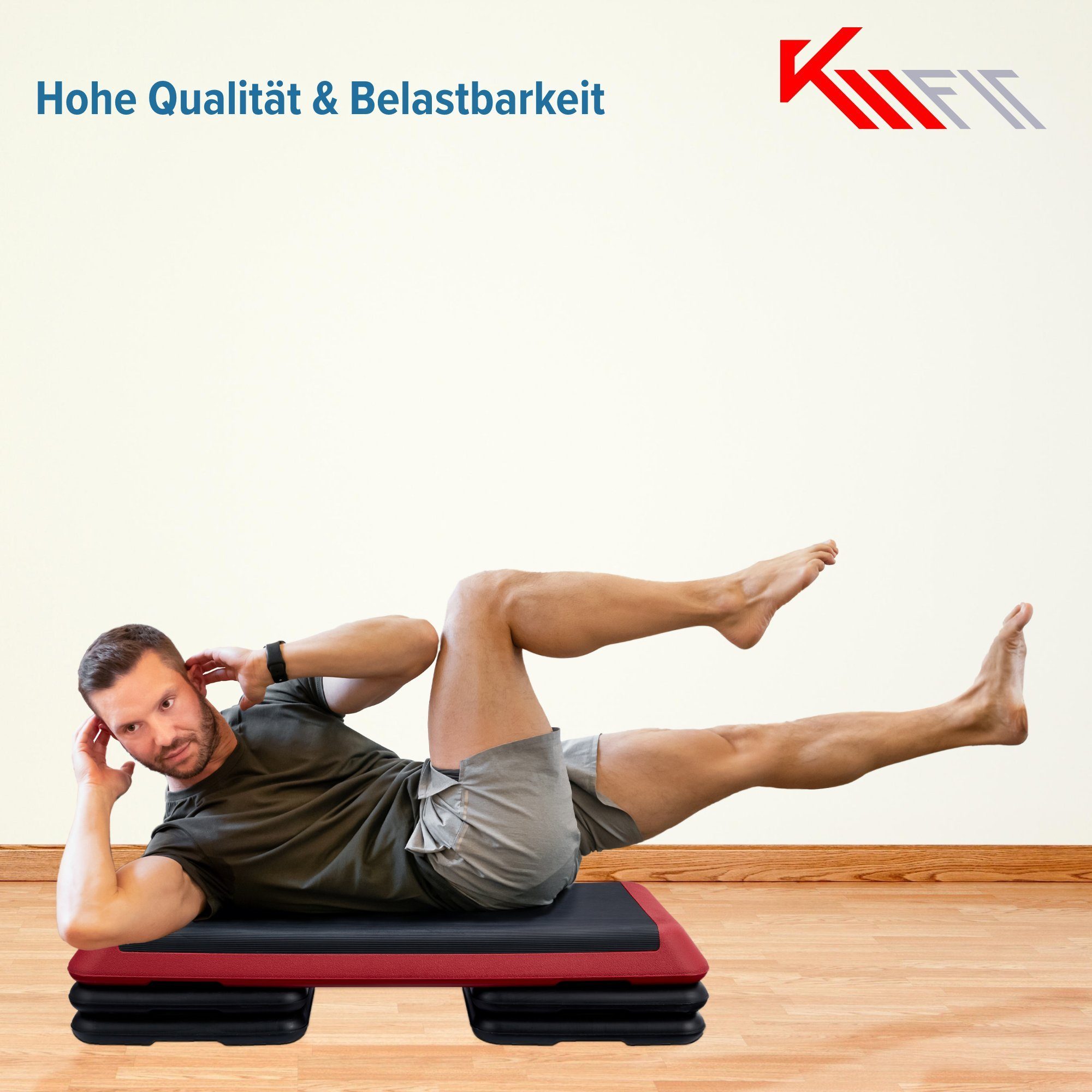 KM - Fit Stepper Aerobic Fitness Stepper-Brett 3-Höhen Steppbrett Stepbank, Step-Bench