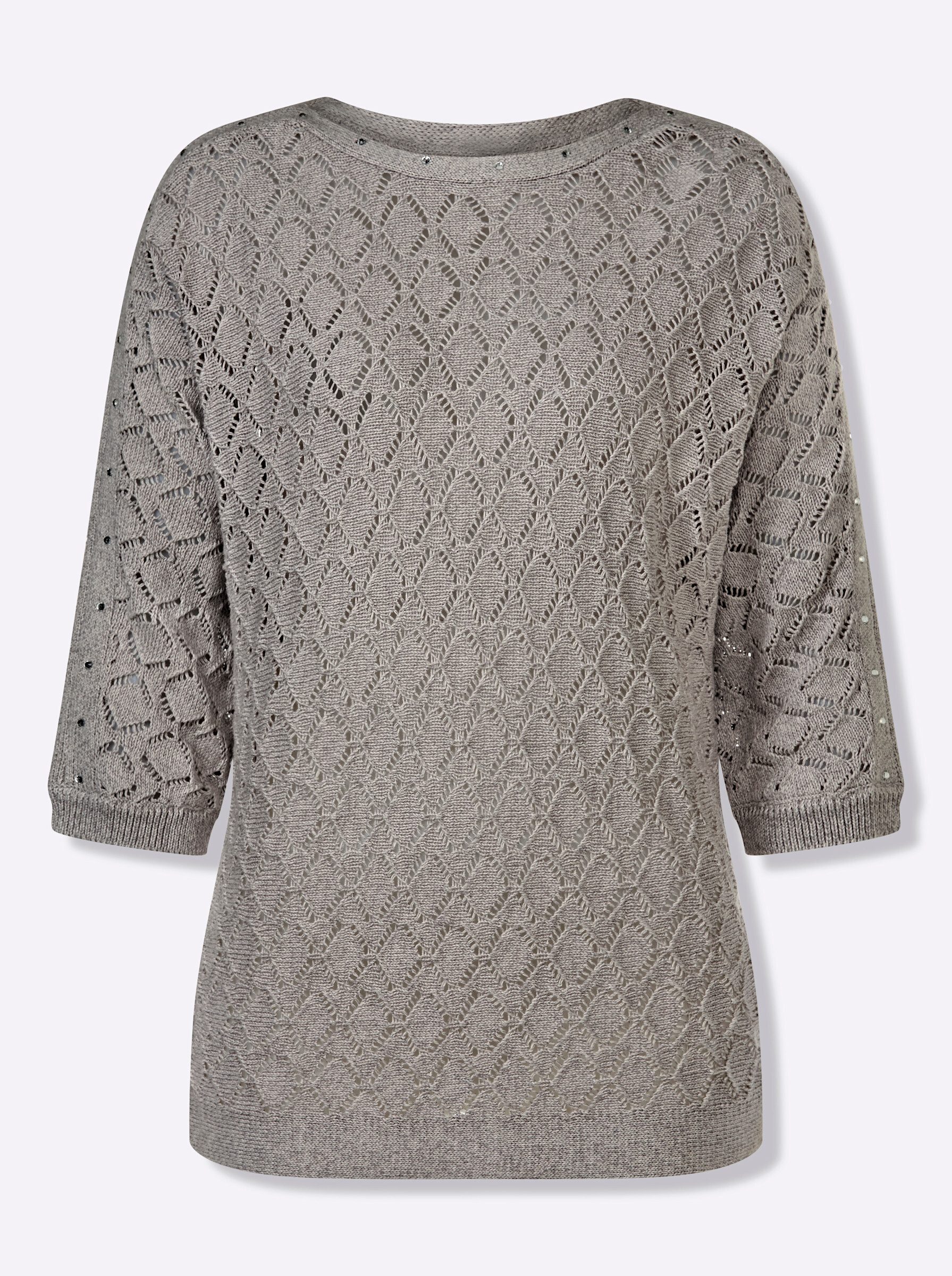 Strickpullover Ajour-Pullover 3/4-Arm Ajour