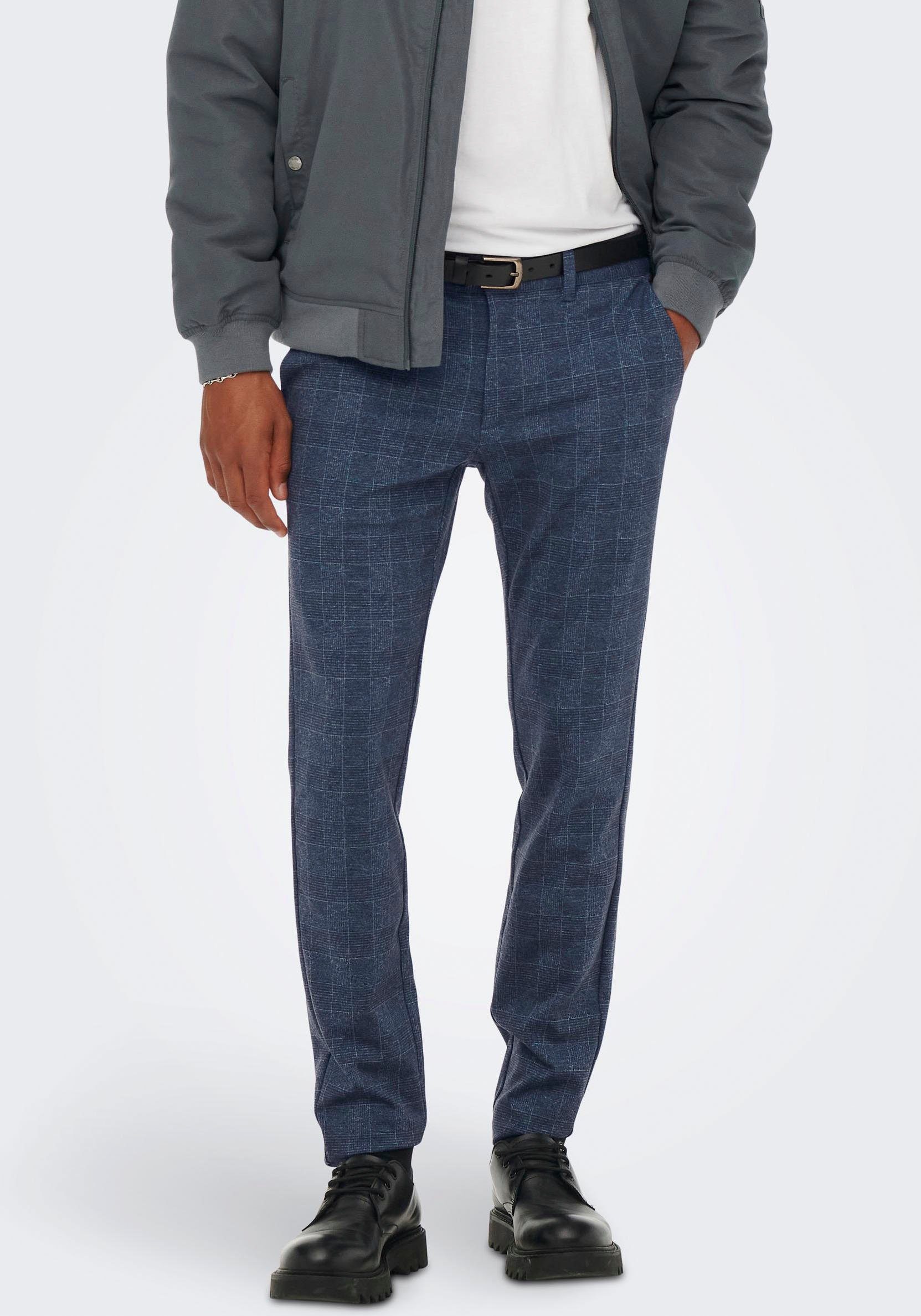 ONLY & SONS Chinohose MARK CHECK PANTS blau kariert