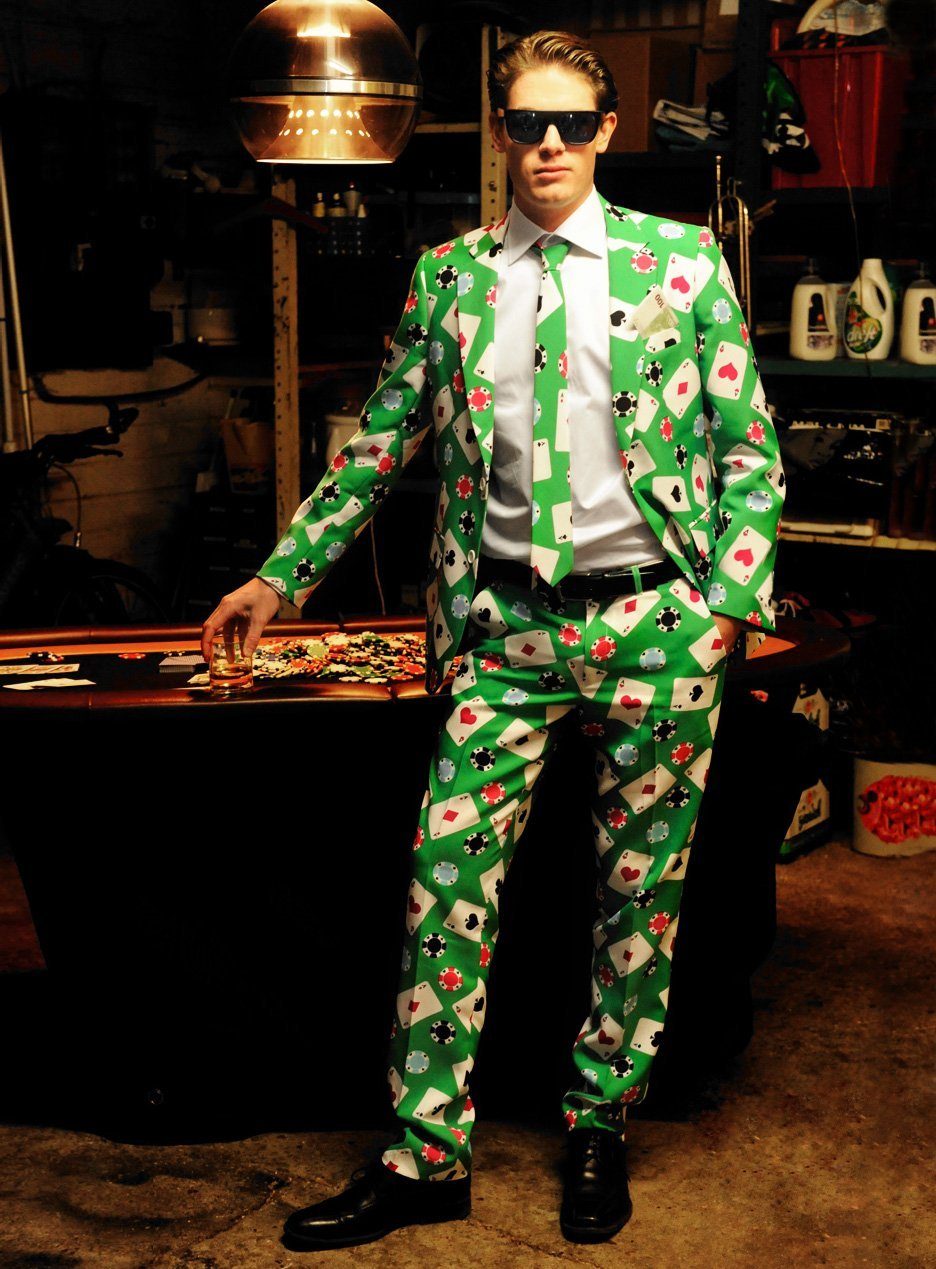 Opposuits Kostüm Poker Face, Ausgefallene Anzüge für coole Männer