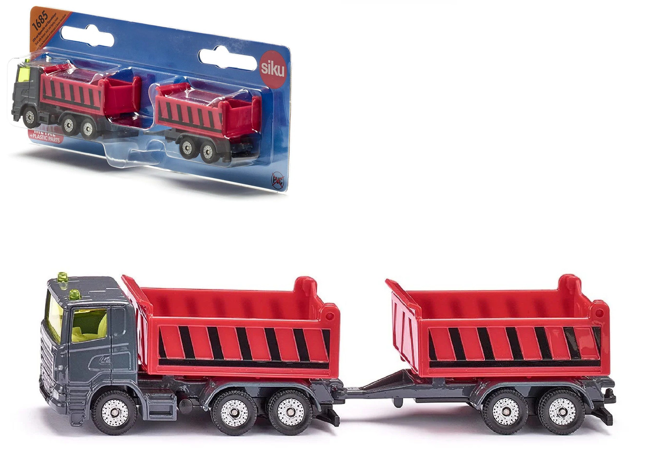 Modellauto SIKU 1685 - LKW mit Kippmulde und Kippanhänger