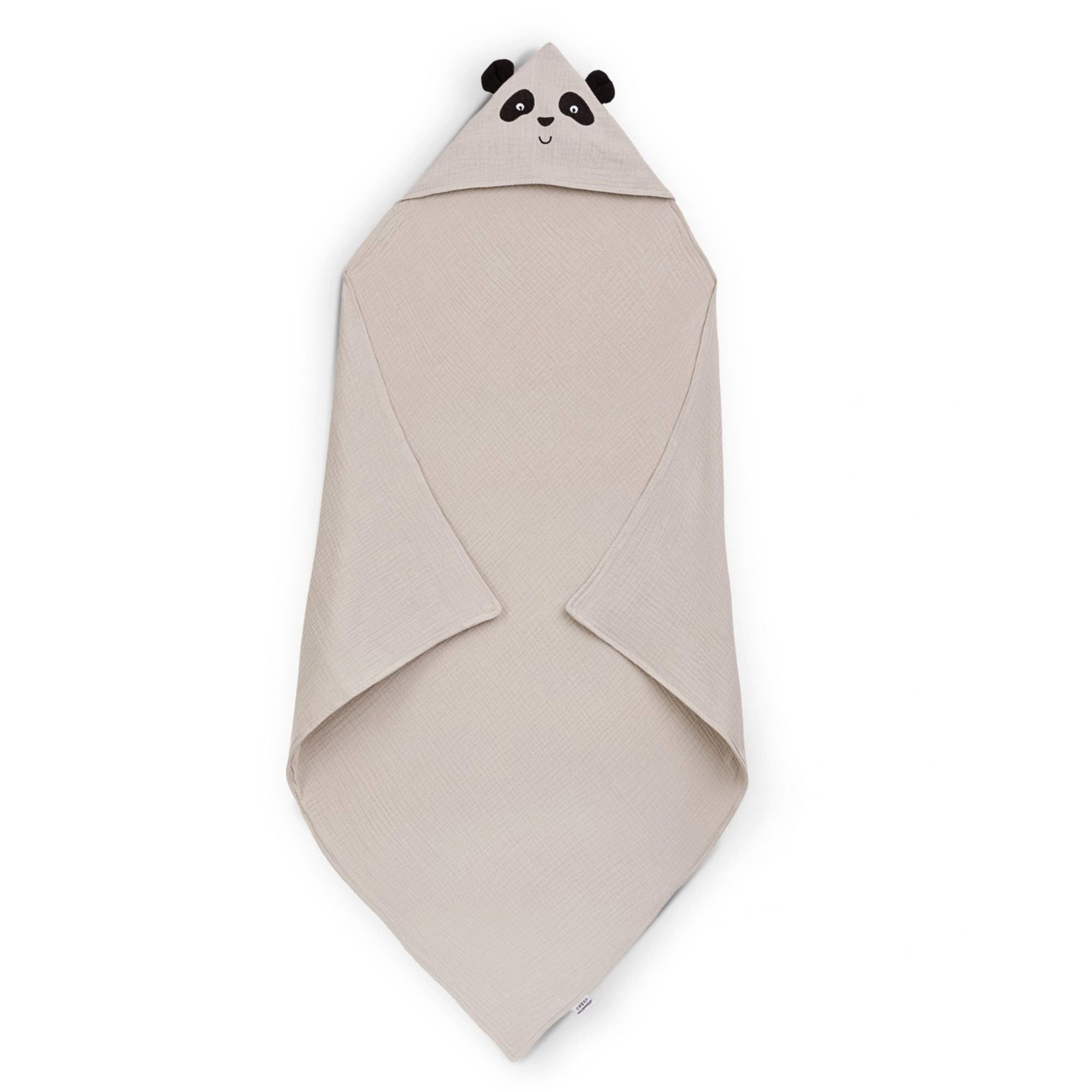 Räuberella Kapuzenhandtuch Panda in Beige, mit süßem Pandagesicht auf der Kapuze