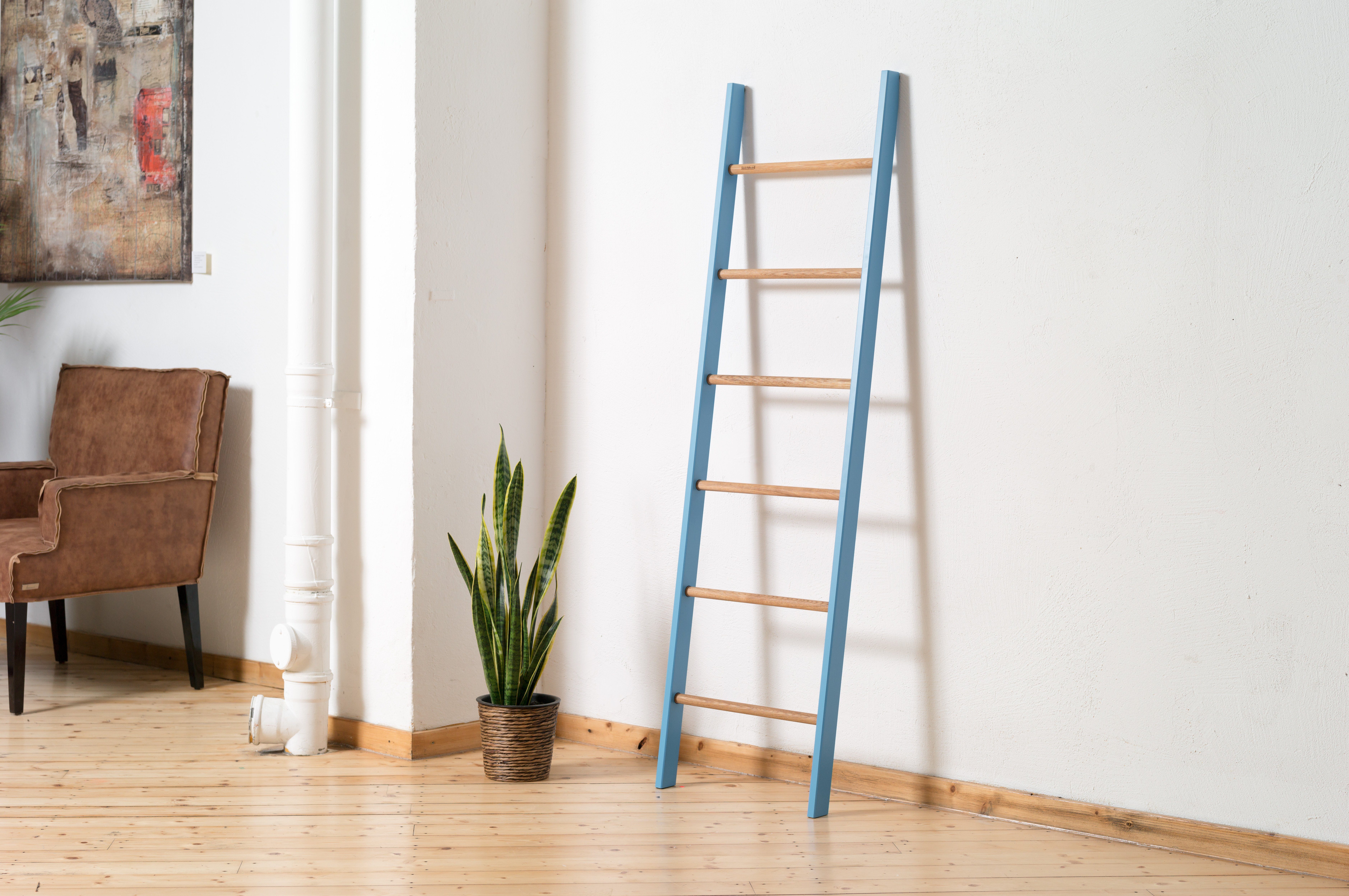 kleiderleiter.de Сушки для рушників Kleiderleiter KOMBI lackierte Holme & Eichensprossen 171x46,5x5,5 cm, Made in Germany, Handarbeit