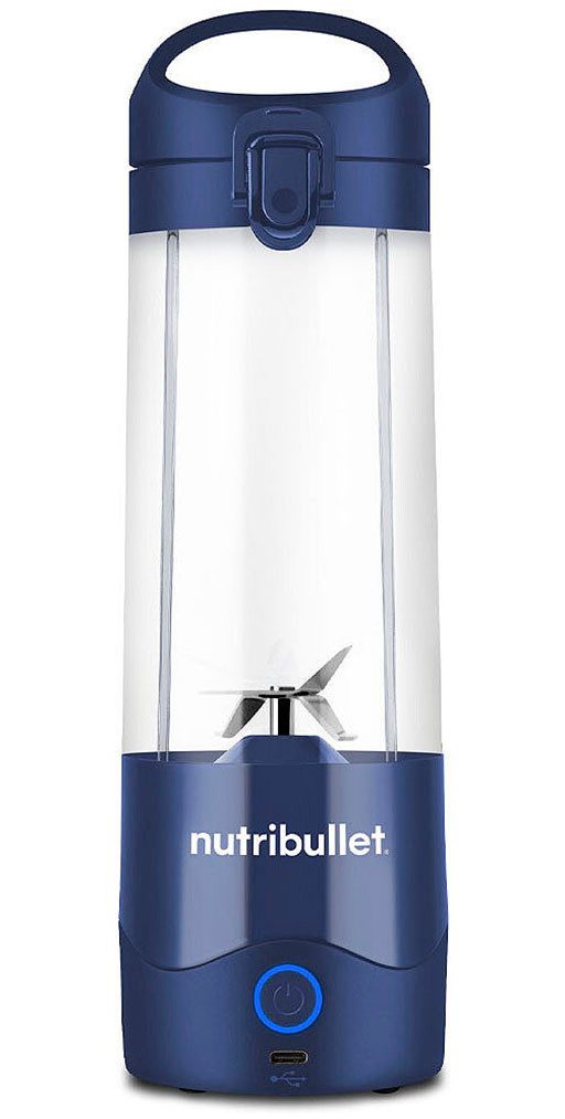 nutribullet Smoothie-Maker Portable NBP003NBL - Mixer to go, wiederaufladbar, 475ml,Blau, Kabellos mixen, Akku für 15+ Mixvorgänge, auch Eis + gefrorene Früchte