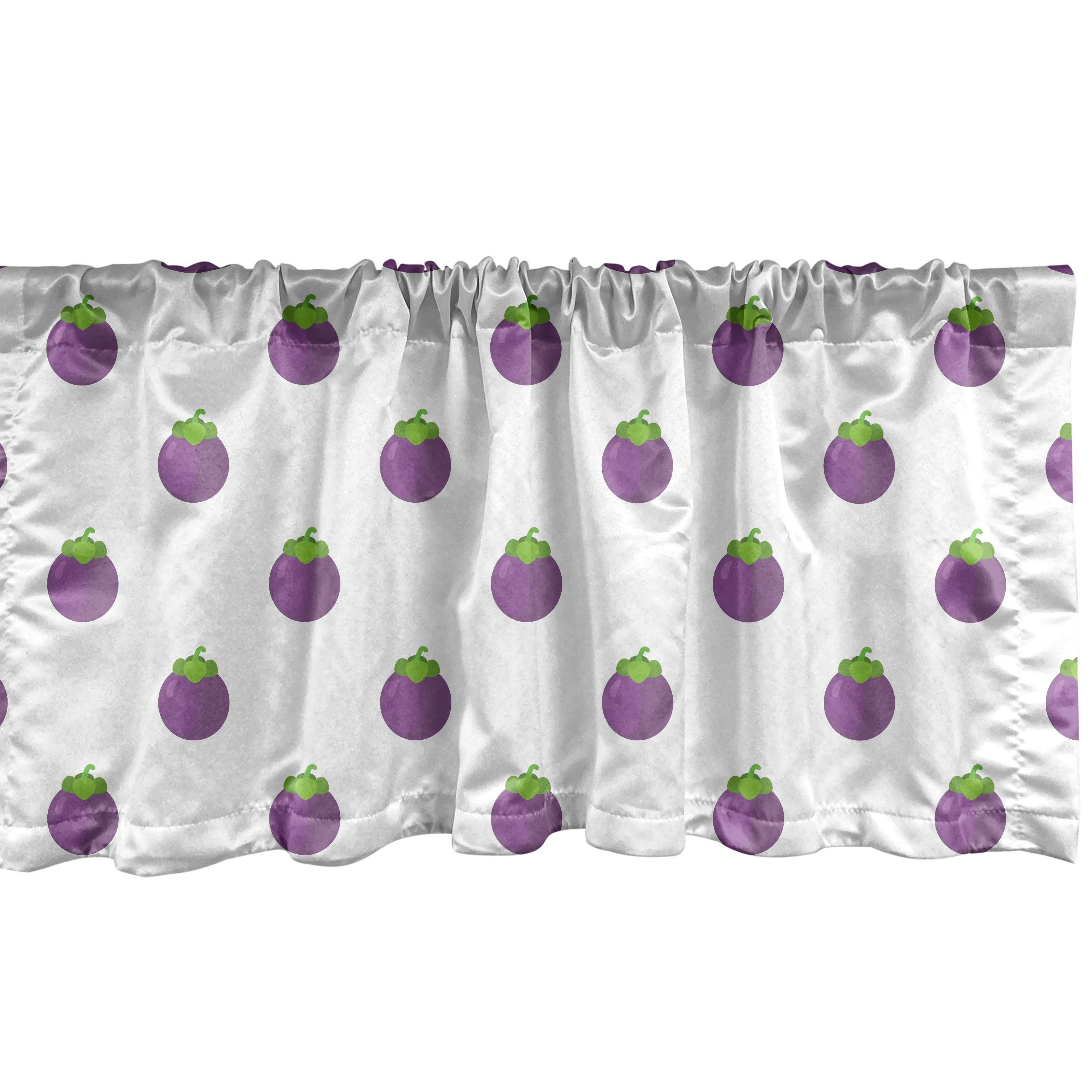 Scheibengardine Vorhang Volant für Küche Schlafzimmer Dekor mit Stangentasche, Abakuhaus, Microfaser, Grün und Lila Mangostan-Früchte
