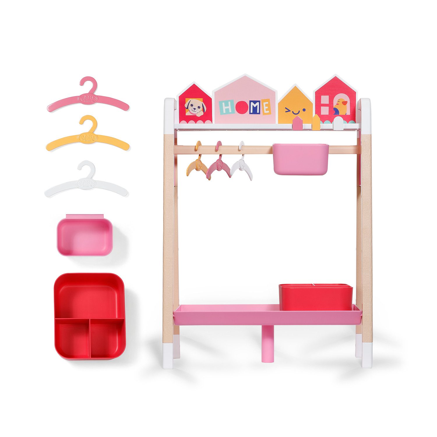 Baby Born Puppenkleiderschrank Kleiderstange, inklusive 3 Kleiderbügel, im Scandi-Design – Bild 2 von 5