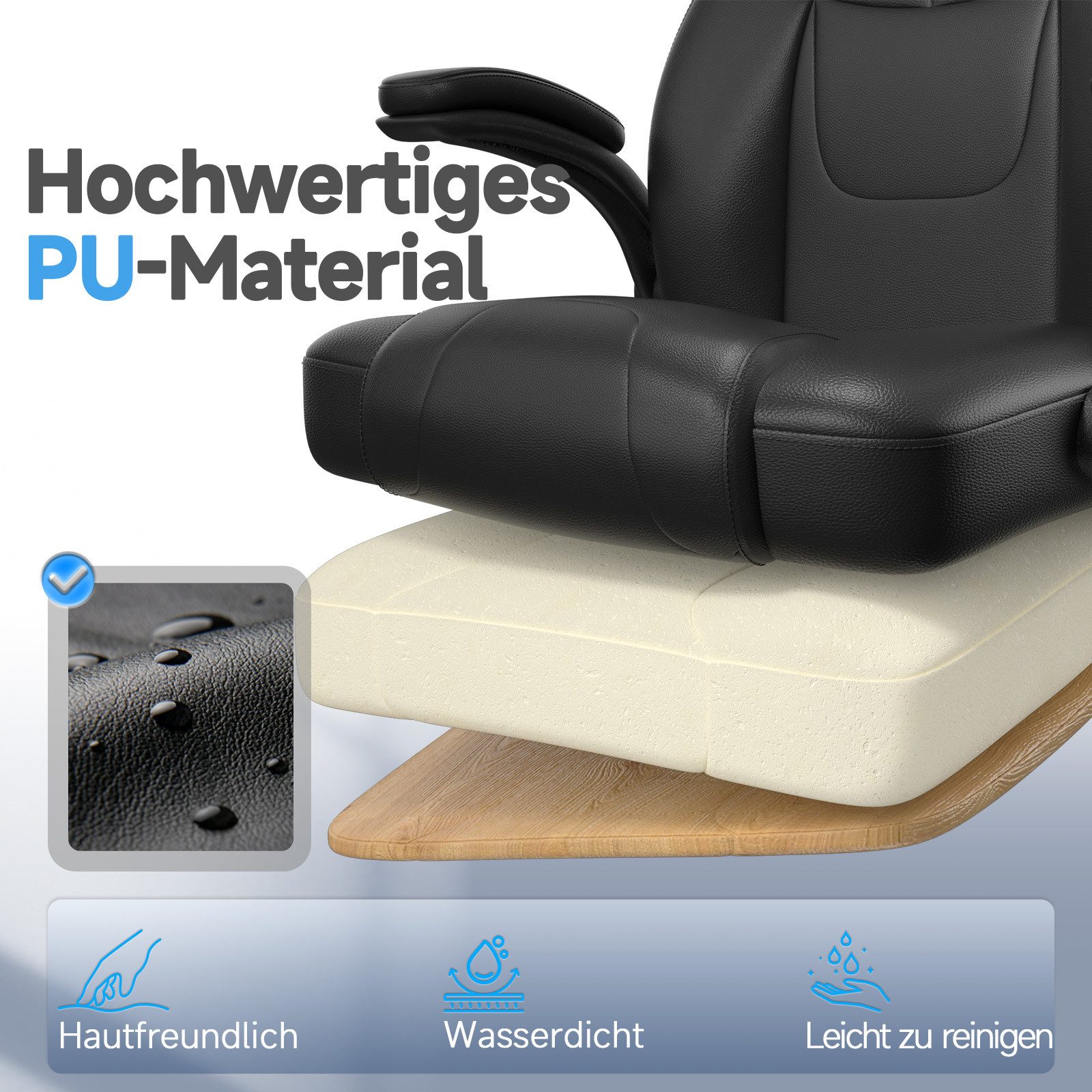 ZAISZE Bürostuhl Ergonomischer Leder Bürostuhl mit verstellbarer Position (Spar-Set), Verstellbare Armlehnen, Lendenstütze & atmungsaktive Rückenlehne