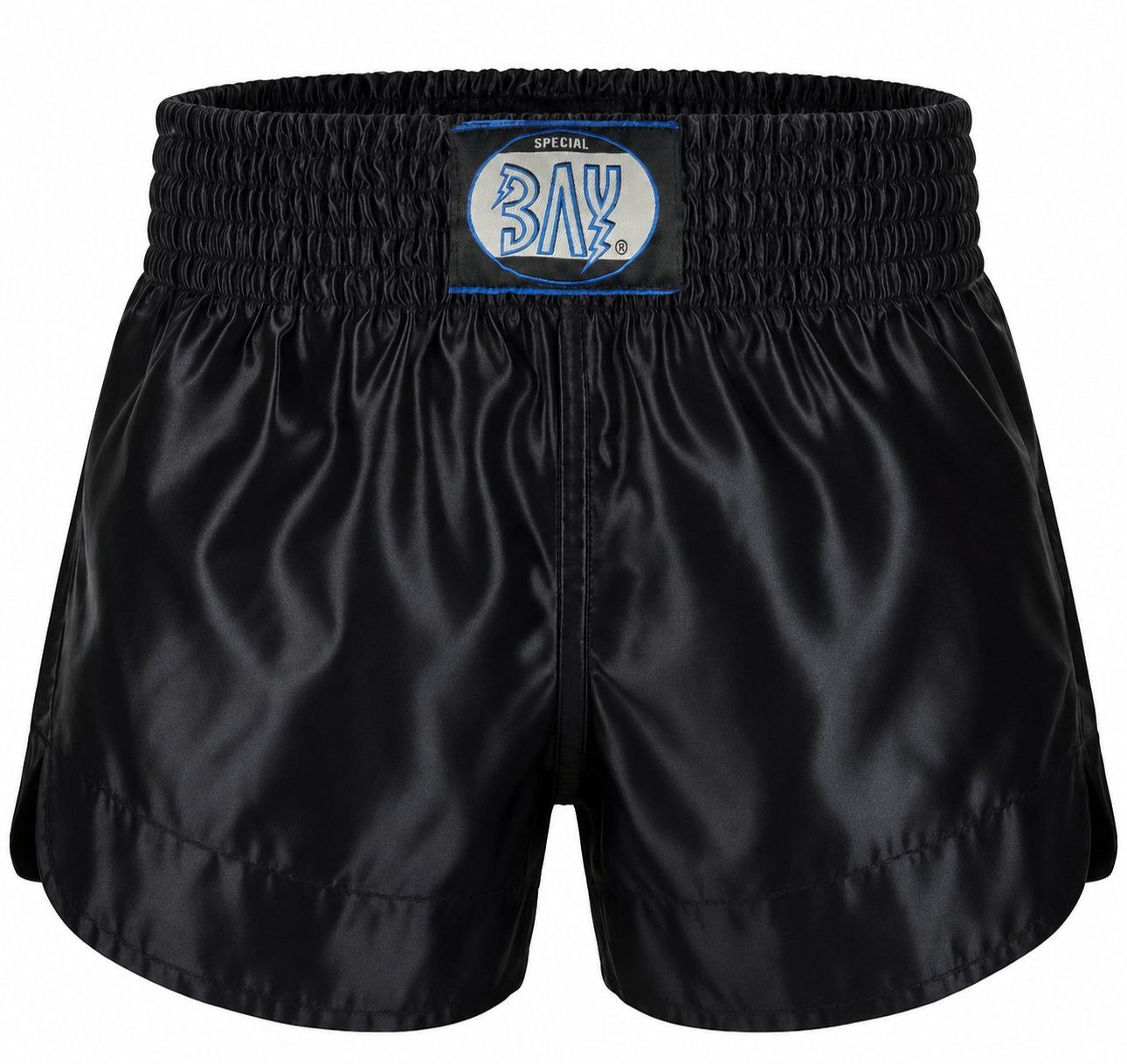 BAY-Sports Sporthose Thaiboxhose REMY Muay Thai Hose Shorts Thaiboxen MMA kurz Kickboxen kurze, leichte, locker sitzende Trainingshose, uni Schwarz