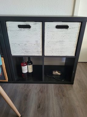 Kistenkolli Altes Land Allzweckkiste 2er set Holzbox Vintage Weiss Regalkiste passend für Ikea Kallax und